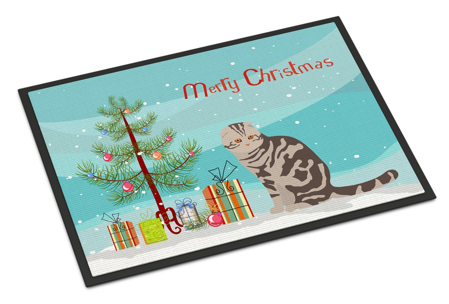 Foldex Exotic Fold Cat Merry Christmas Indoor or Outdoor Mat 24x36 CK4768JMAT by Caroline's Treasures