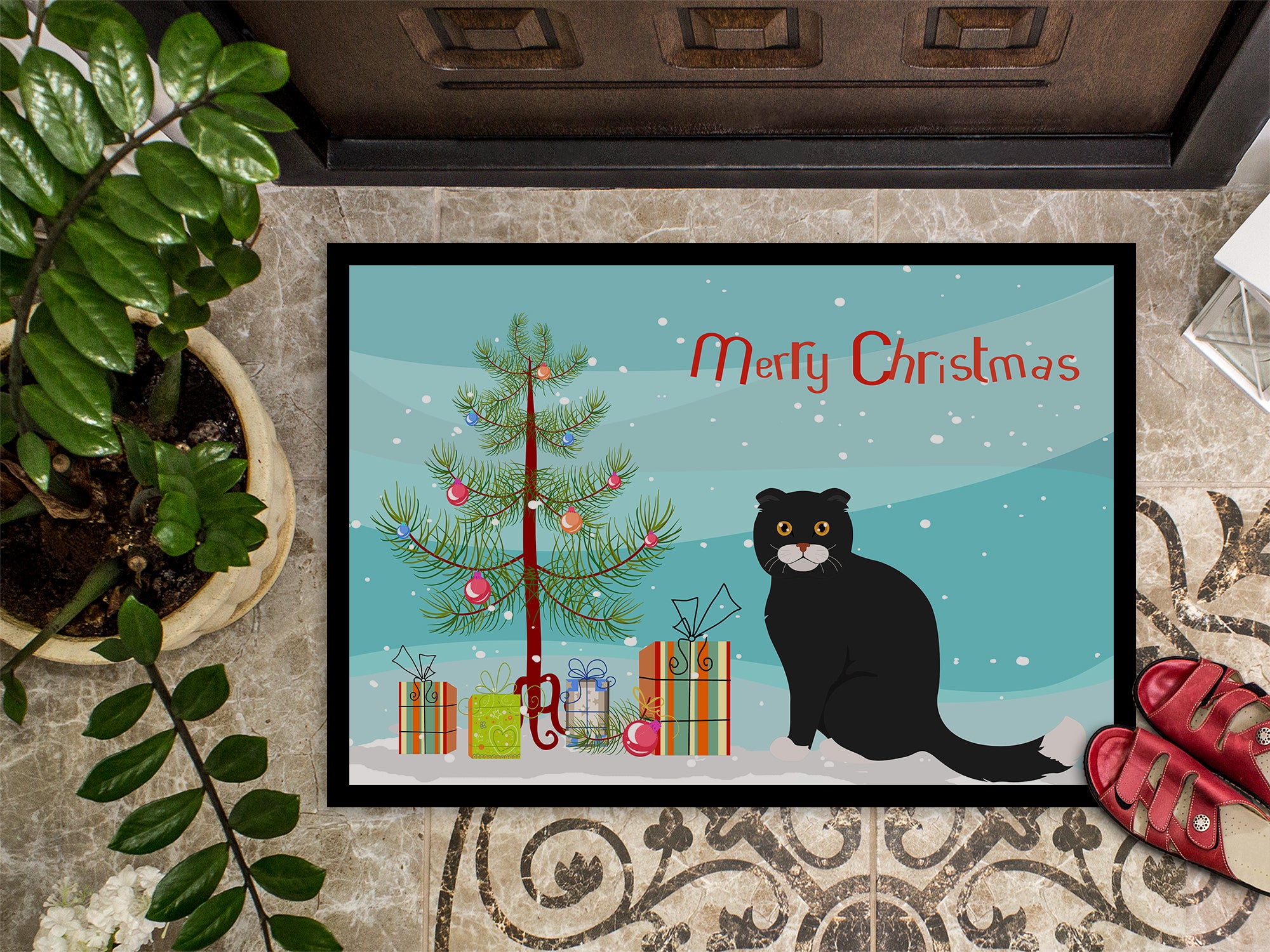 Foldex Exotic Fold #2 Cat Merry Christmas Indoor or Outdoor Mat 18x27 CK4769MAT - the-store.com