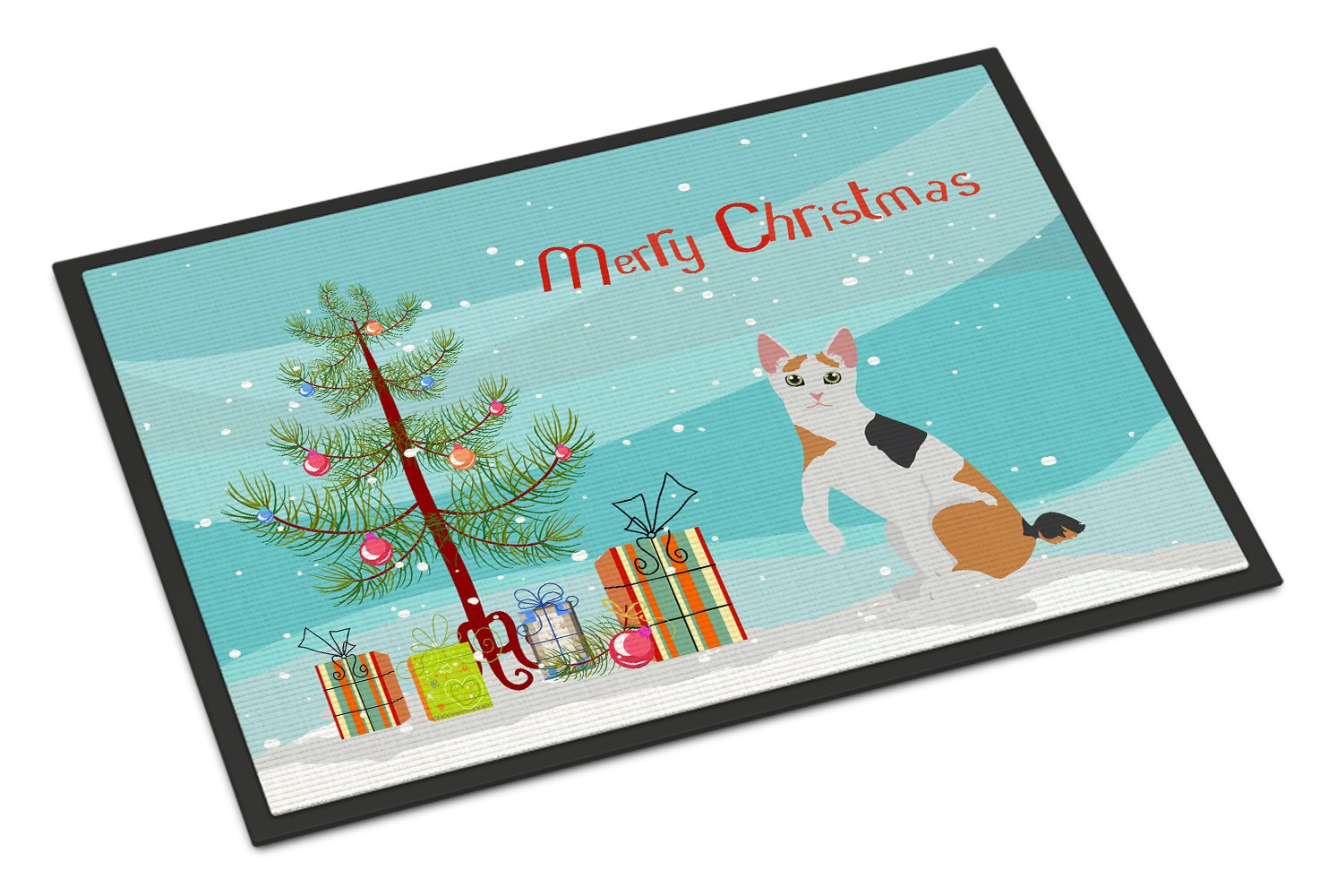 Japanese Bobtail Cat Merry Christmas Indoor or Outdoor Mat 24x36 CK4771JMAT by Caroline's Treasures