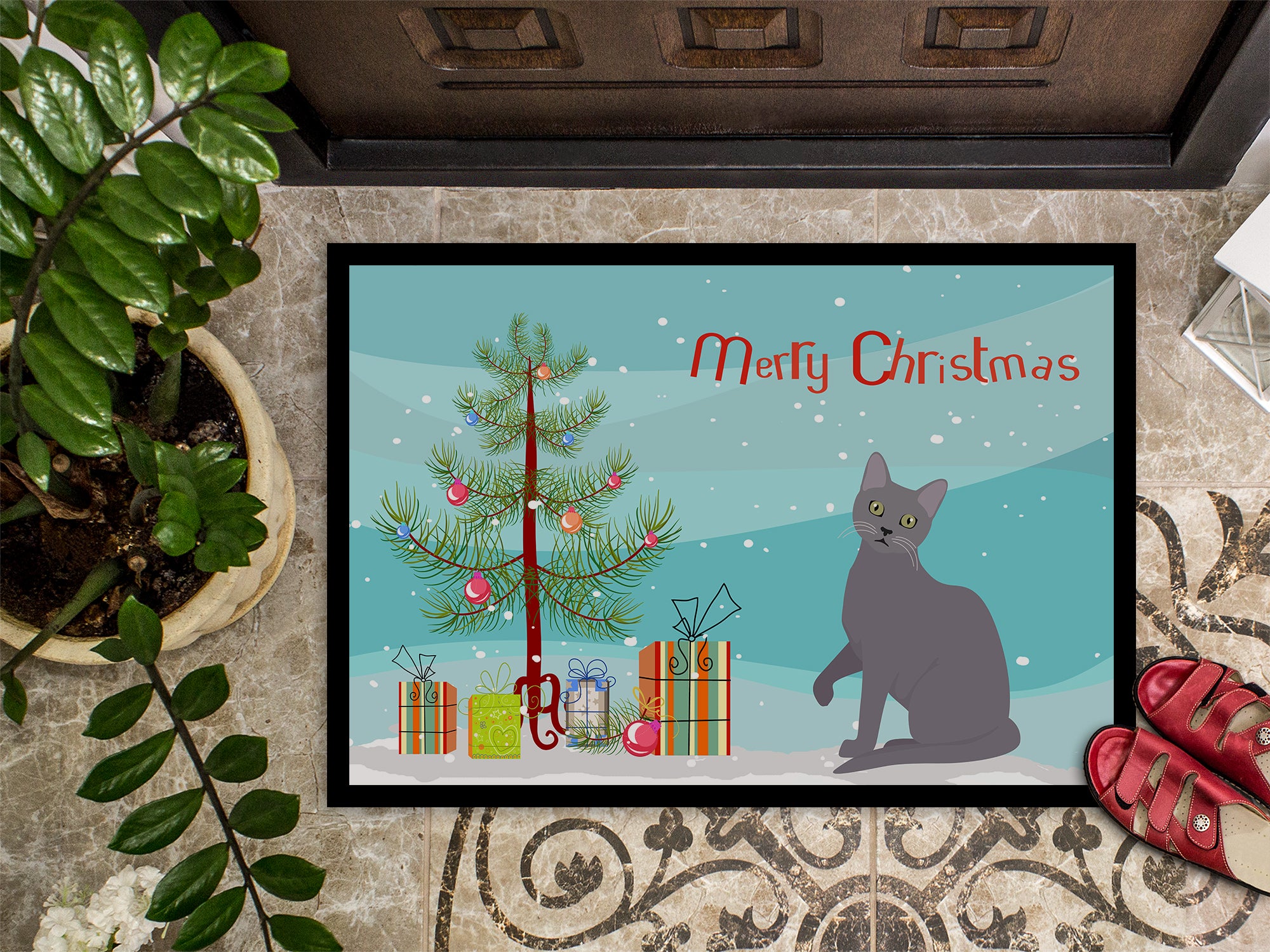 Korat Cat Merry Christmas Indoor or Outdoor Mat 18x27 CK4773MAT - the-store.com