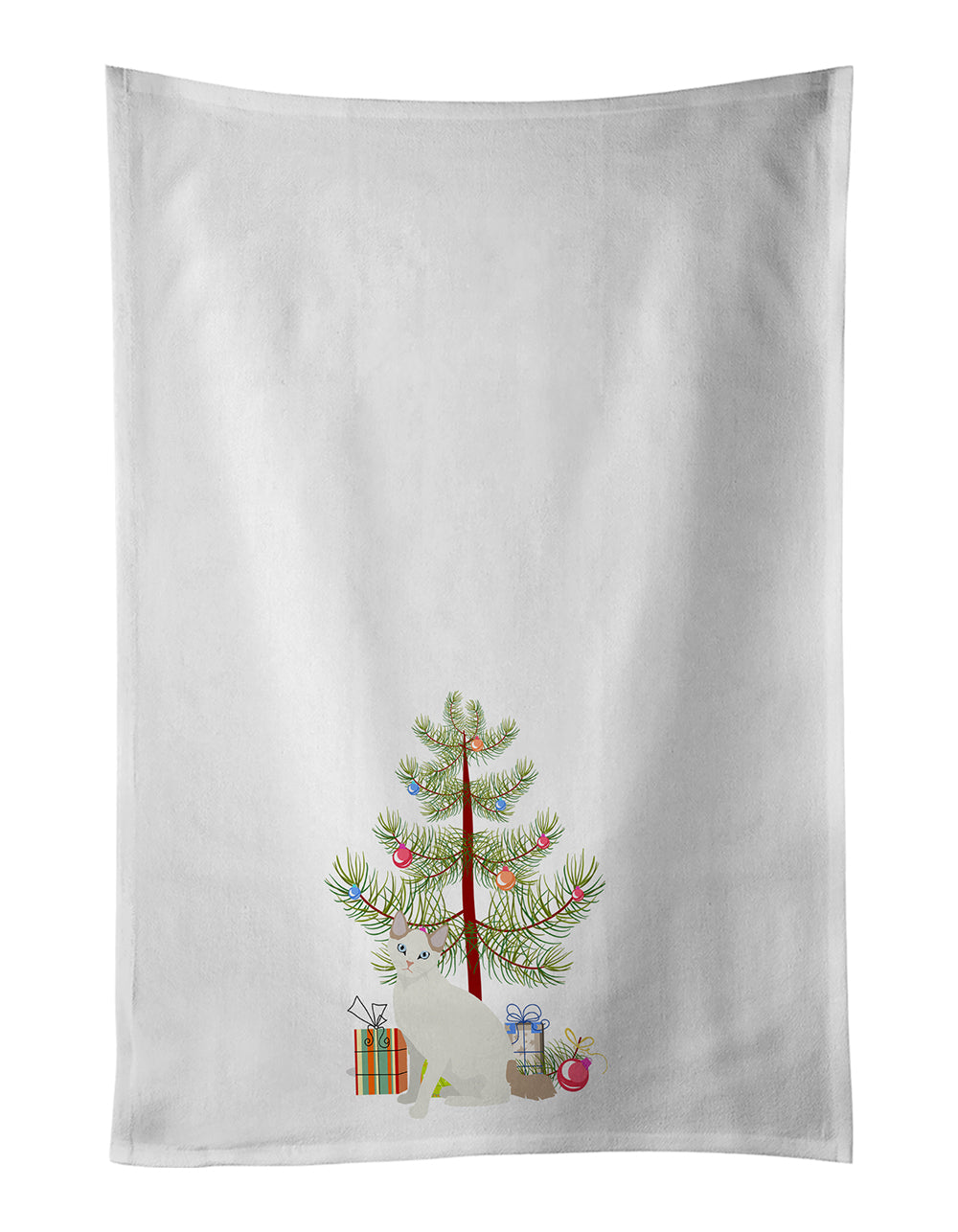 Buy this Korean Bobtail Cat Merry Christmas White Kitchen Towel Set of 2