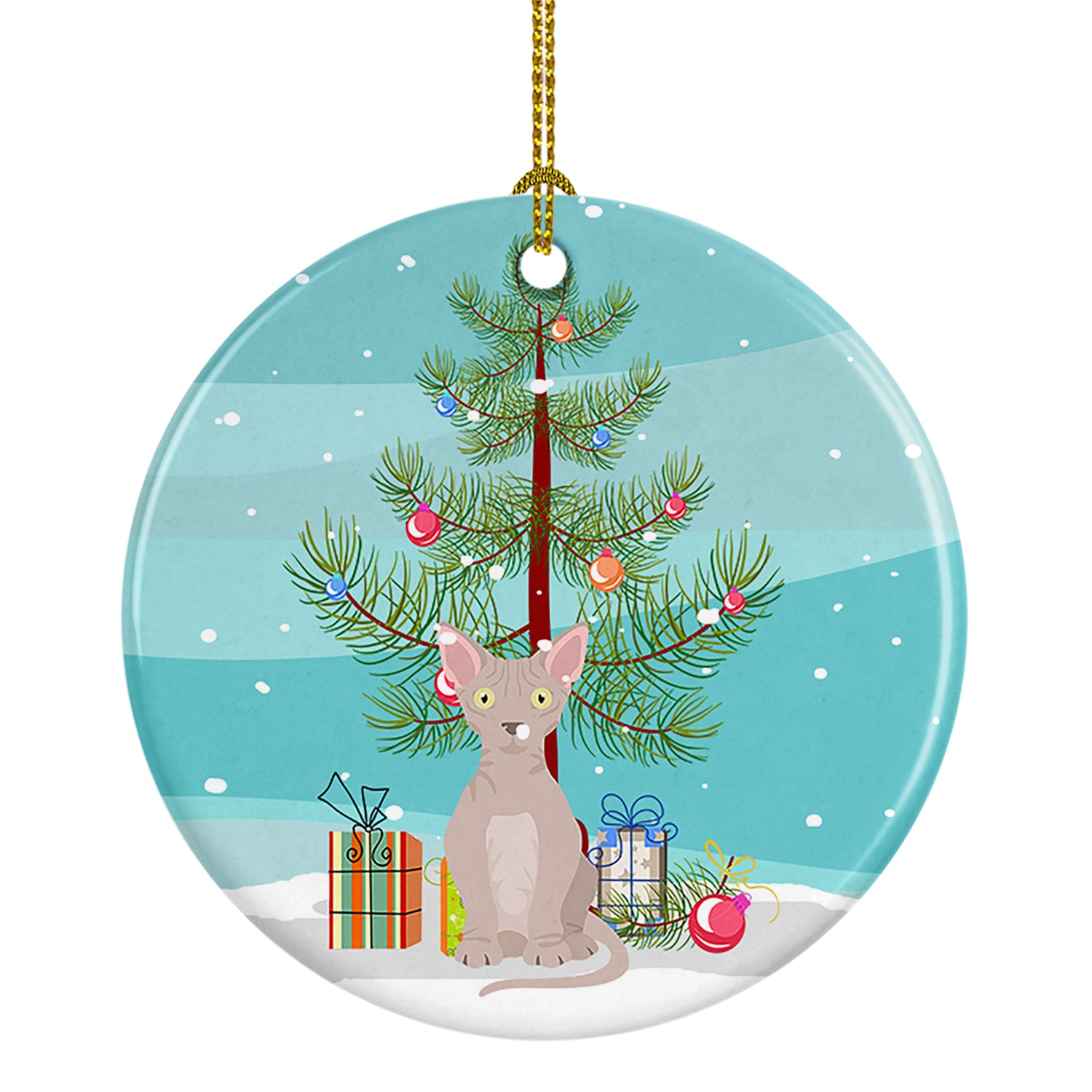 Buy this Minskin Cat Merry Christmas Ceramic Ornament