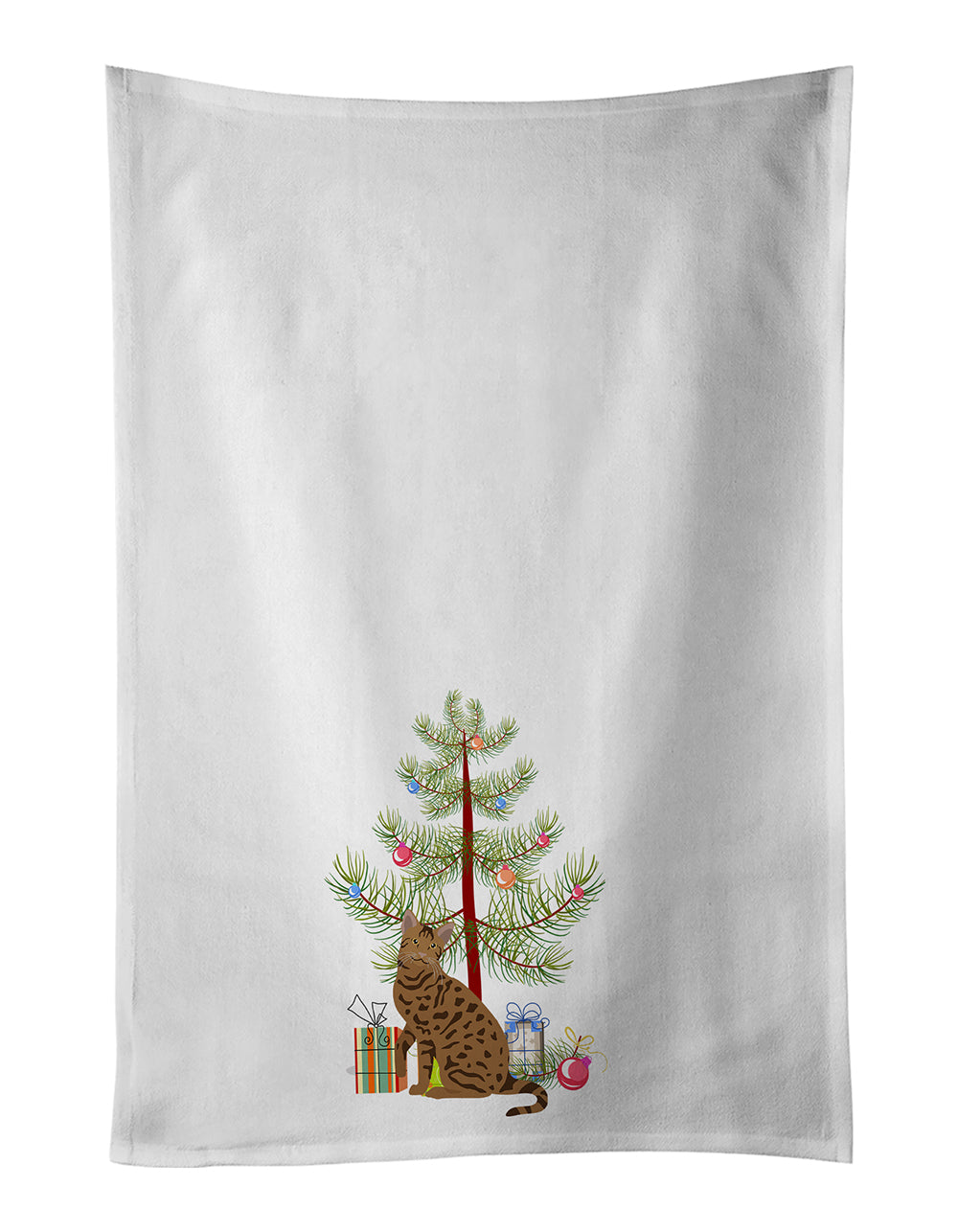 Buy this Ocicat #2 Cat Merry Christmas White Kitchen Towel Set of 2