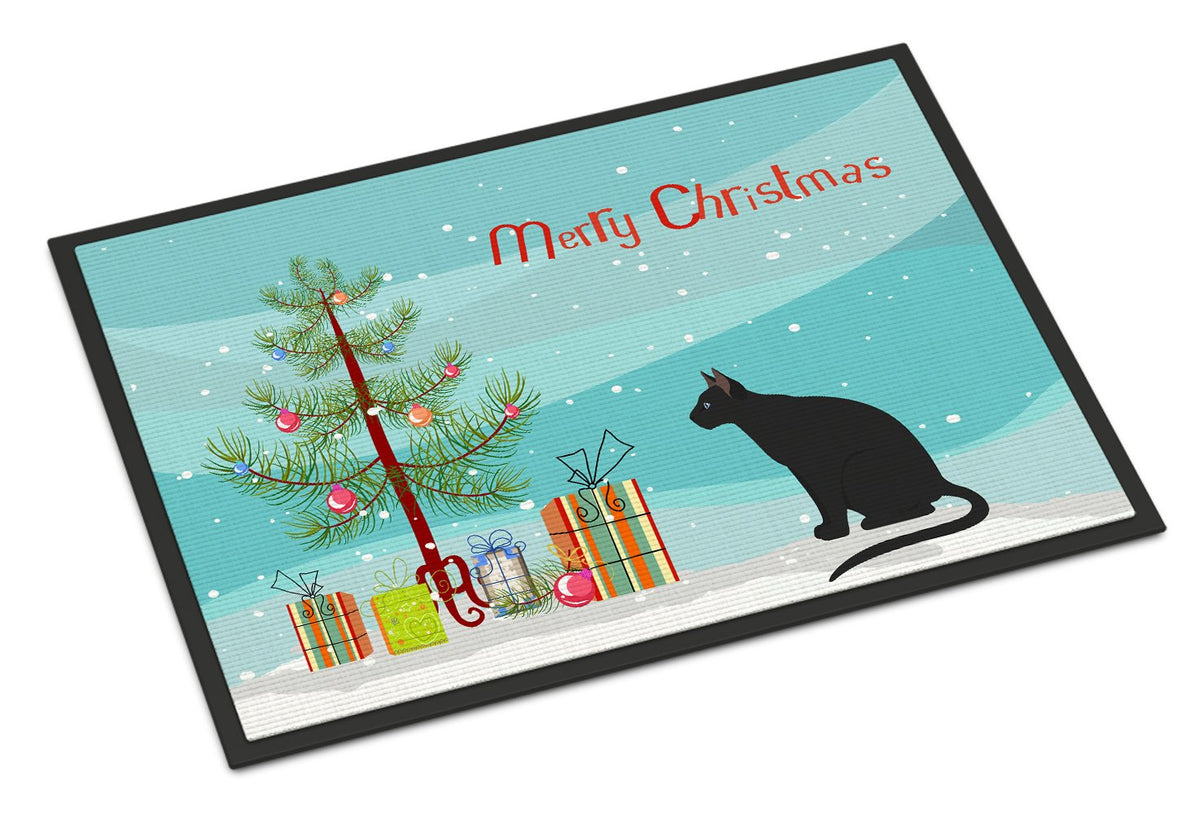 Ojos Azules Cat Merry Christmas Indoor or Outdoor Mat 24x36 CK4781JMAT by Caroline&#39;s Treasures