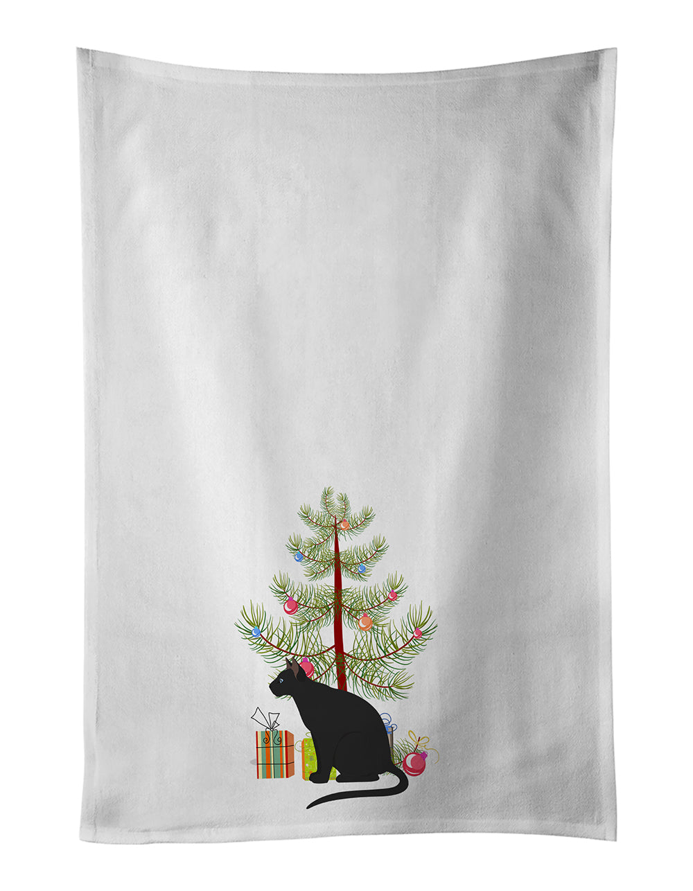 Buy this Ojos Azules Cat Merry Christmas White Kitchen Towel Set of 2