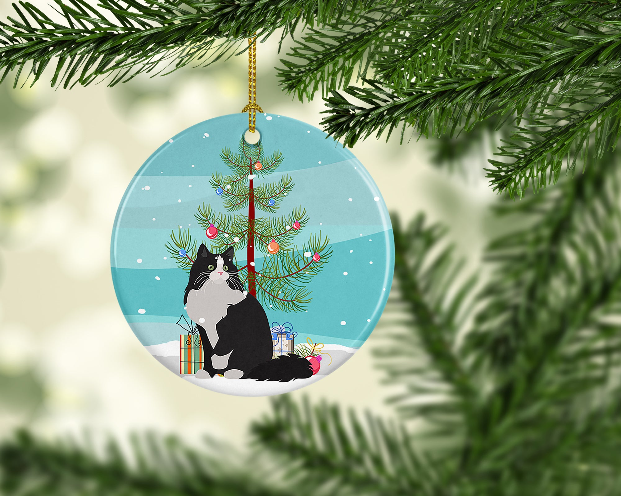 Buy this Ragamuffin Cat Merry Christmas Ceramic Ornament