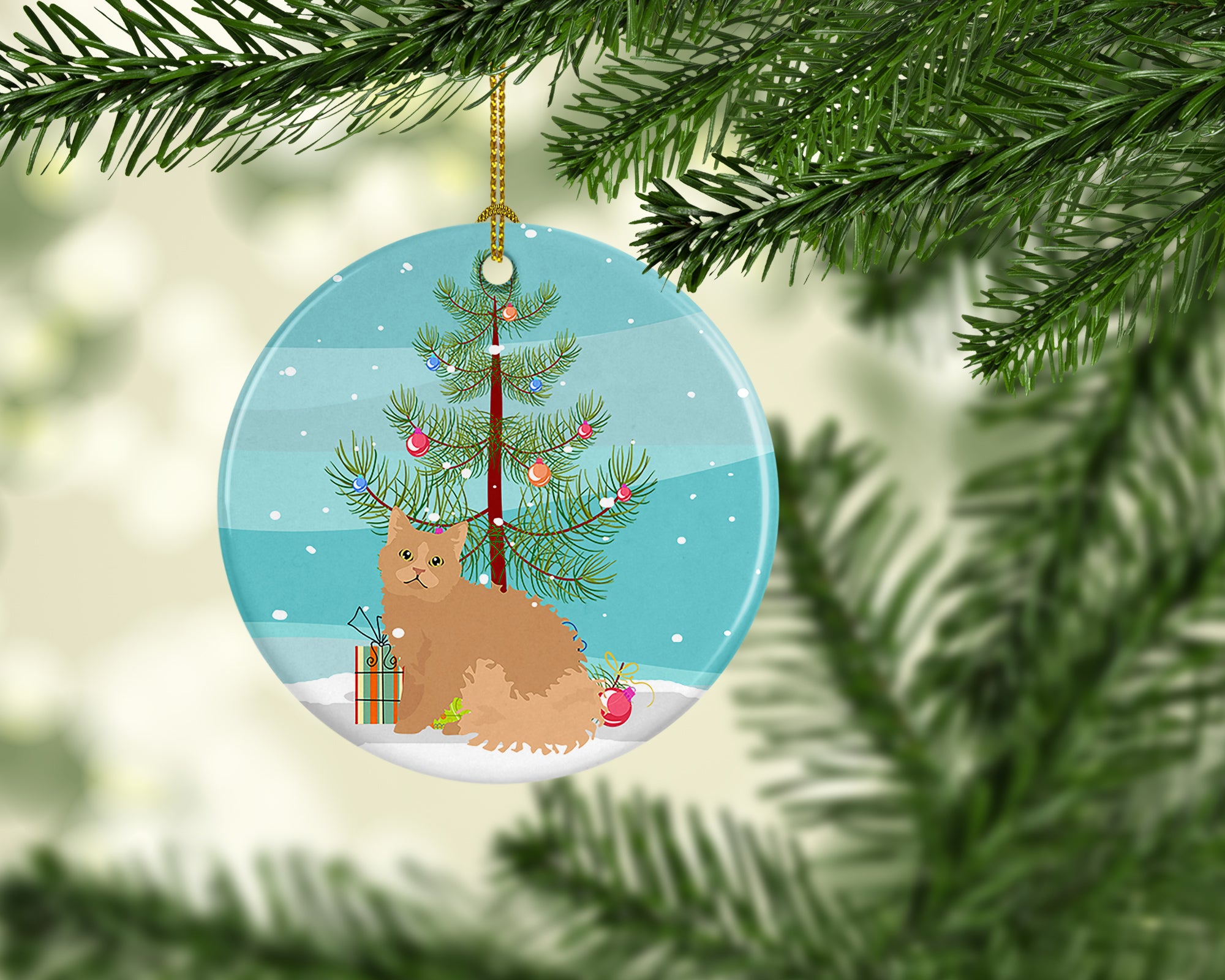 Buy this Selkirk Rex Cat Merry Christmas Ceramic Ornament