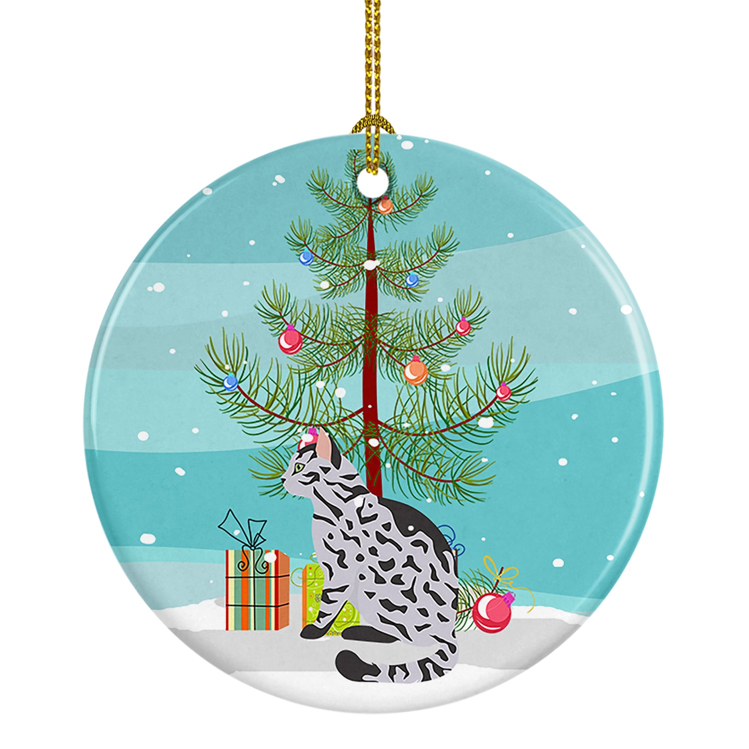 Buy this Serengeti Cat Merry Christmas Ceramic Ornament