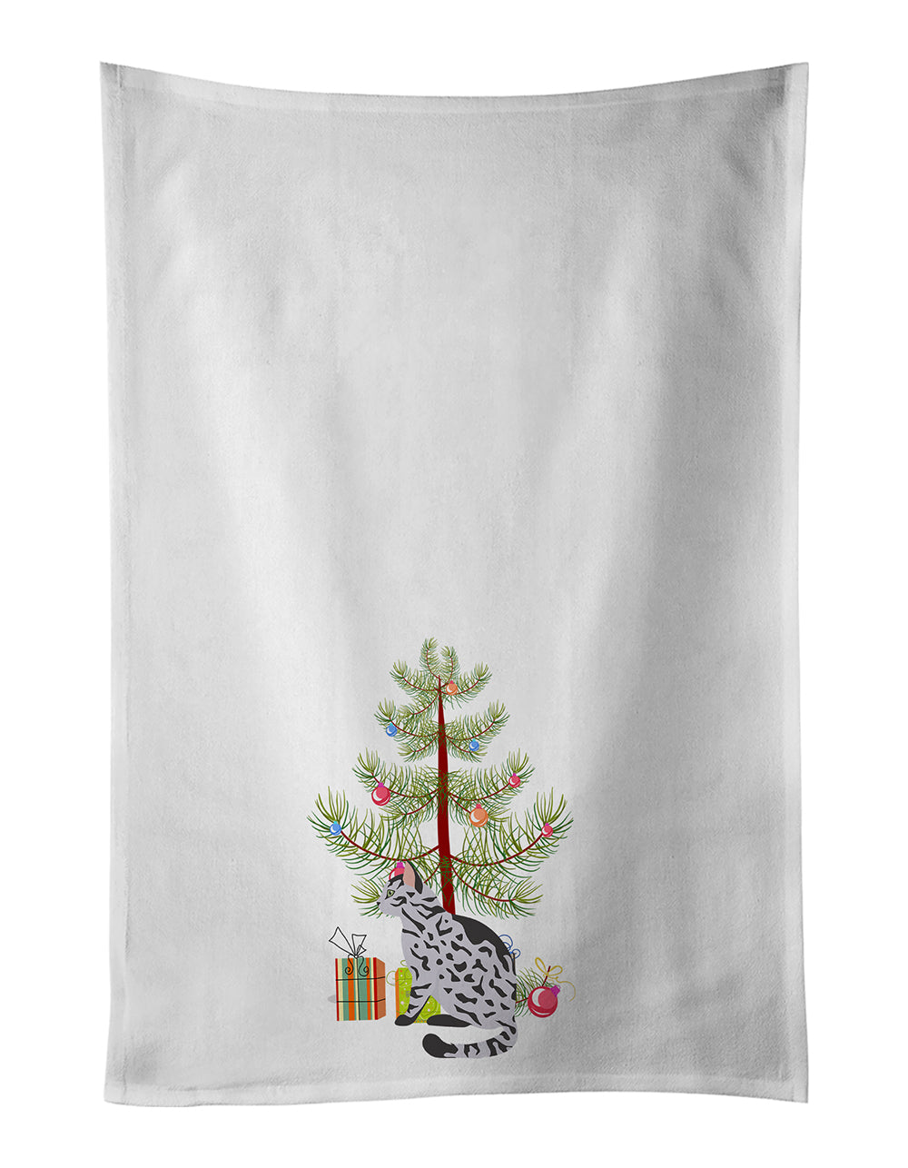 Buy this Serengeti Cat Merry Christmas White Kitchen Towel Set of 2
