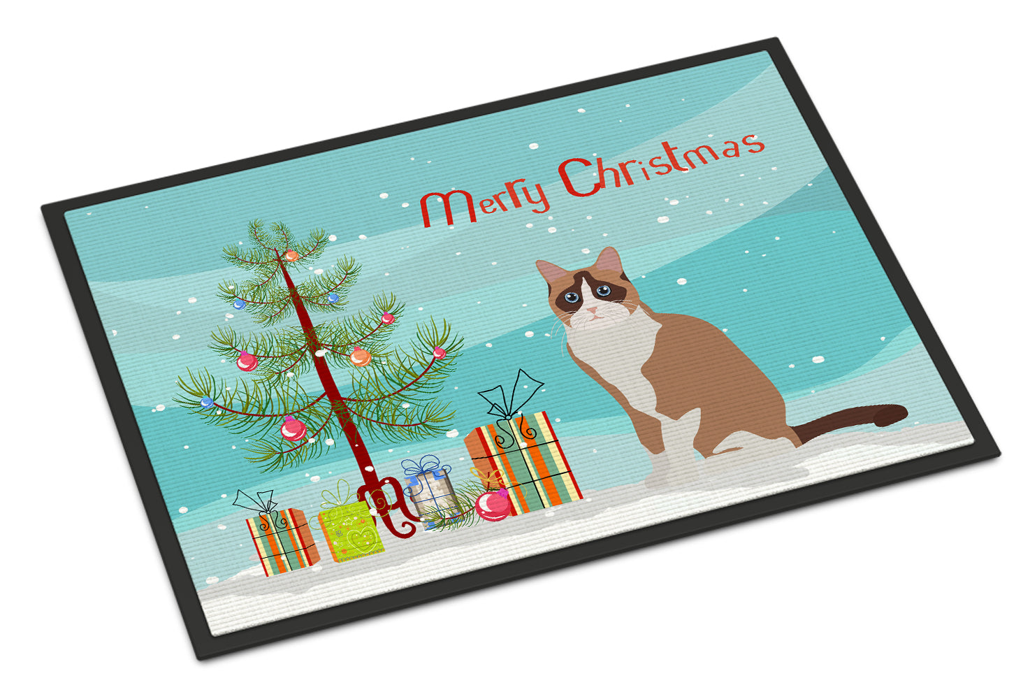 Snowshoe #2 Cat Merry Christmas Indoor or Outdoor Mat 18x27 CK4798MAT - the-store.com