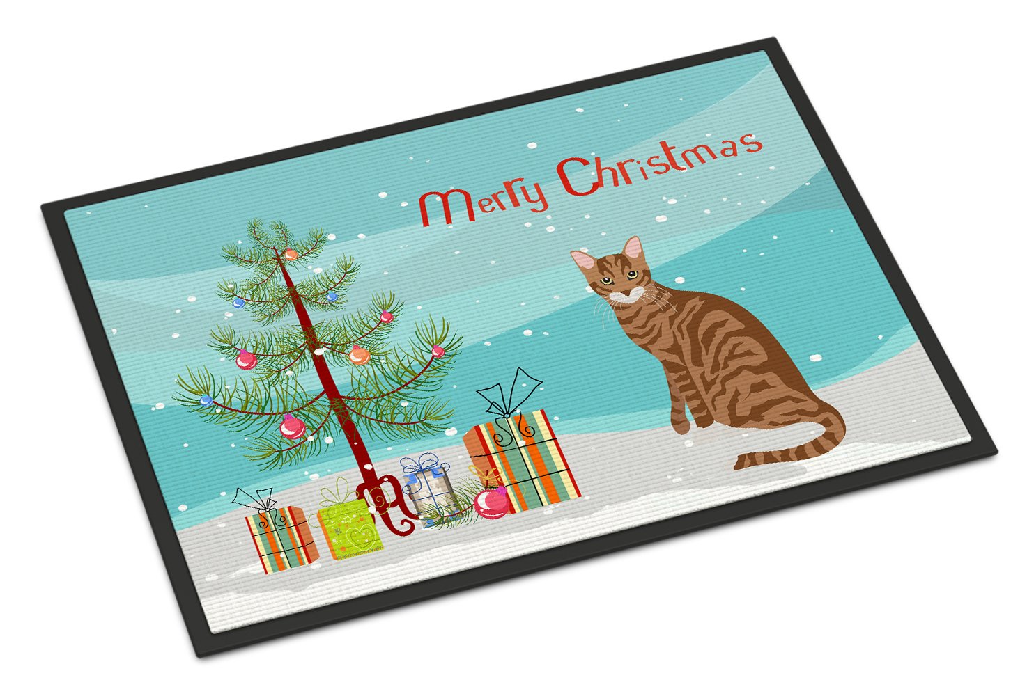 Toyger Cat Merry Christmas Indoor or Outdoor Mat 24x36 CK4806JMAT by Caroline's Treasures