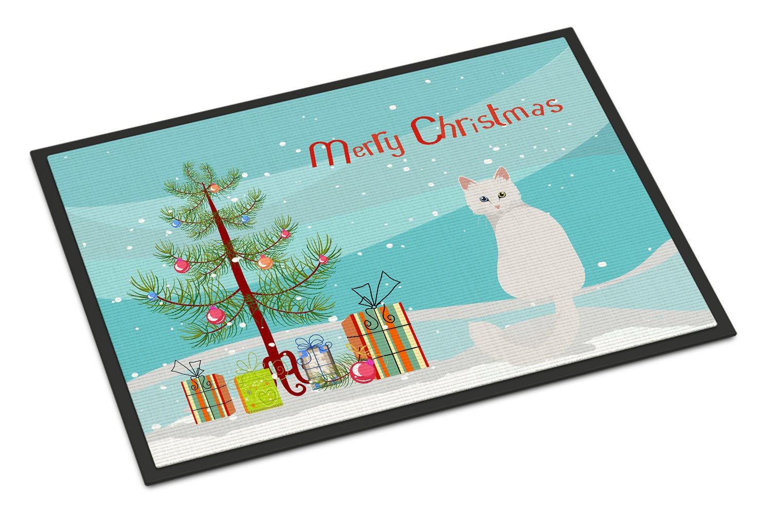 Turkish Angora Cat Merry Christmas Indoor or Outdoor Mat 24x36 CK4807JMAT by Caroline's Treasures
