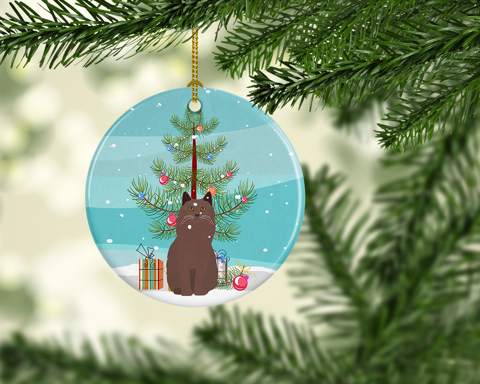Buy this York Chocolate Cat Merry Christmas Ceramic Ornament