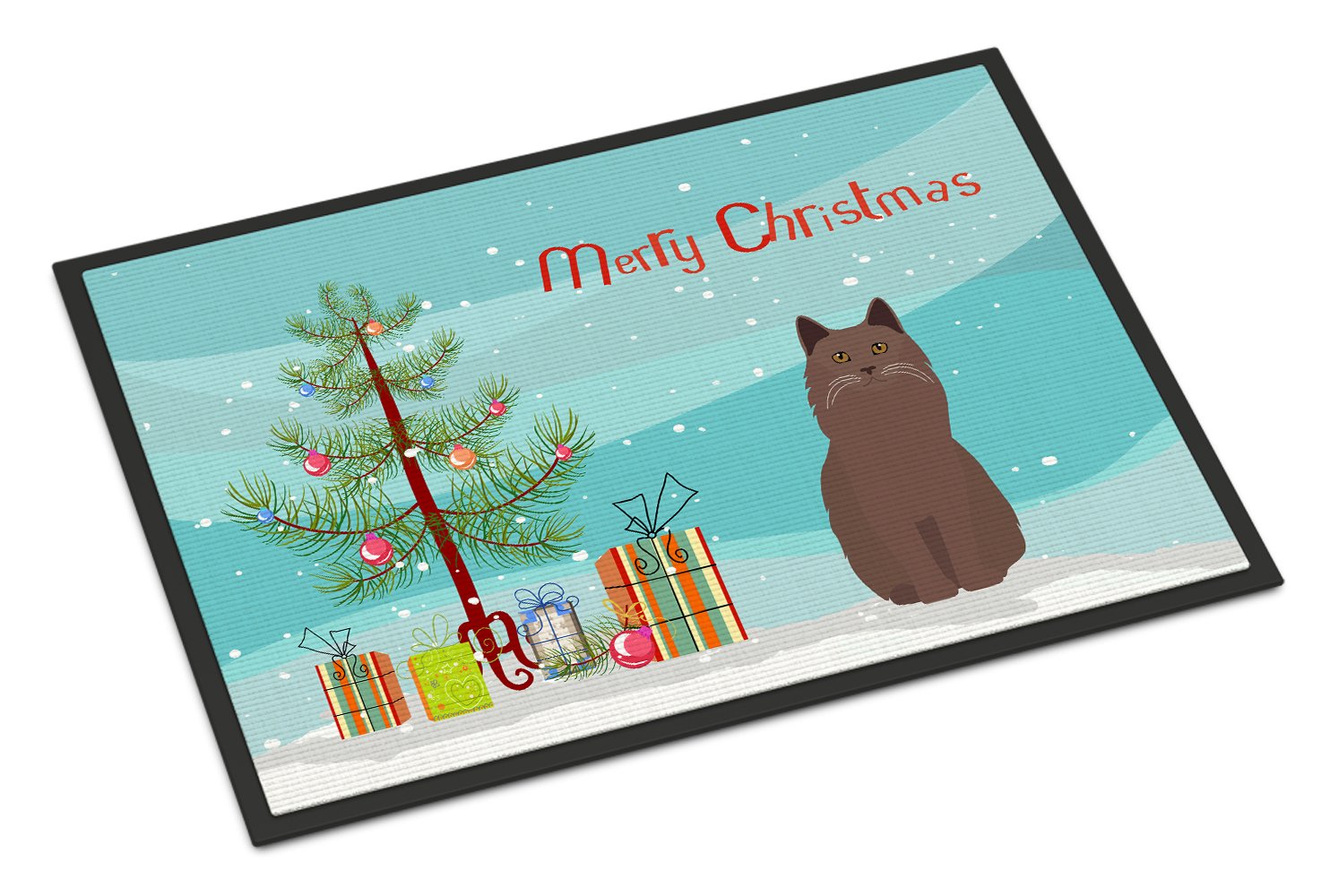 York Chocolate Cat Merry Christmas Indoor or Outdoor Mat 24x36 CK4810JMAT by Caroline's Treasures