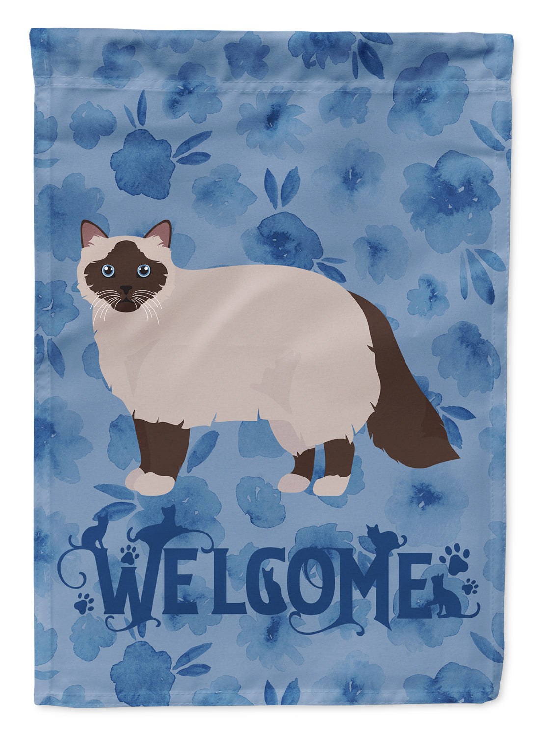 Birman Cat Welcome Flag Canvas House Size CK4836CHF