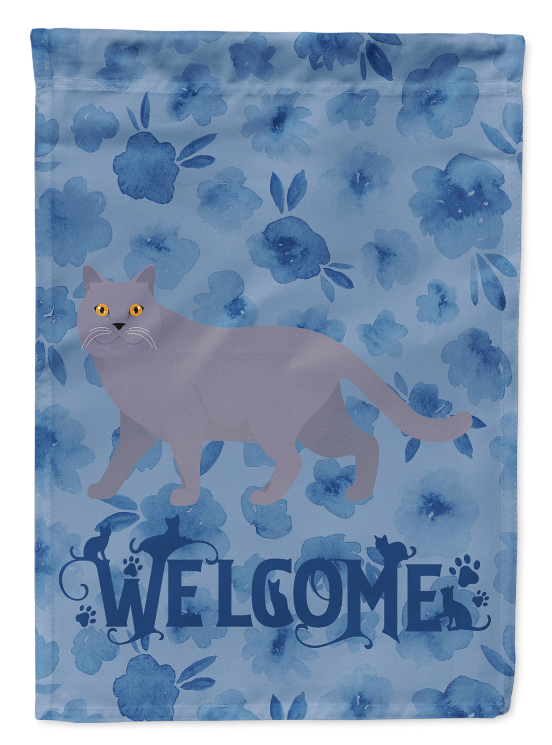 British Shorthair #1 Cat Welcome Flag Canvas House Size CK4840CHF