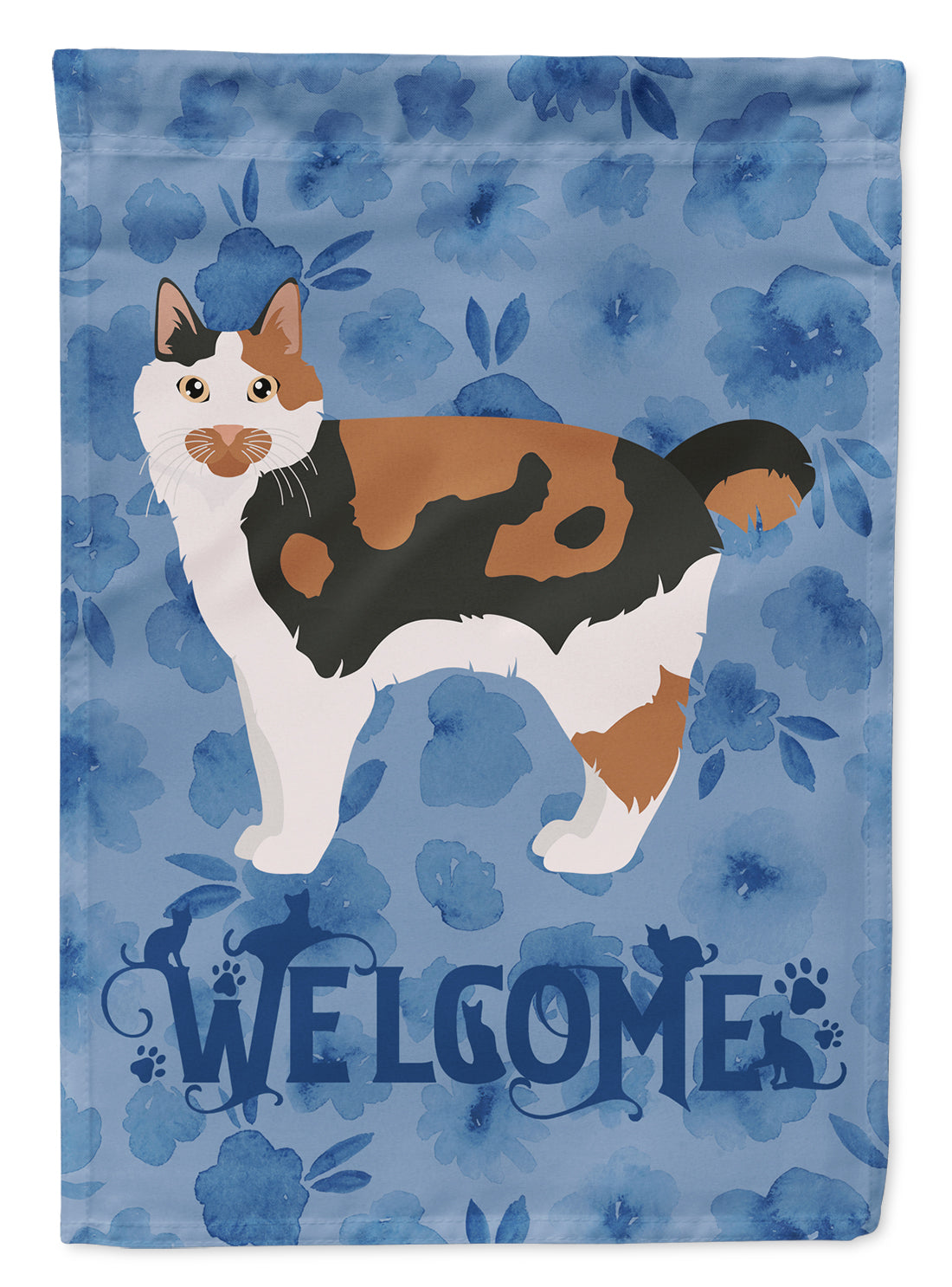 Cymric #2 Cat Welcome Flag Canvas House Size CK4866CHF