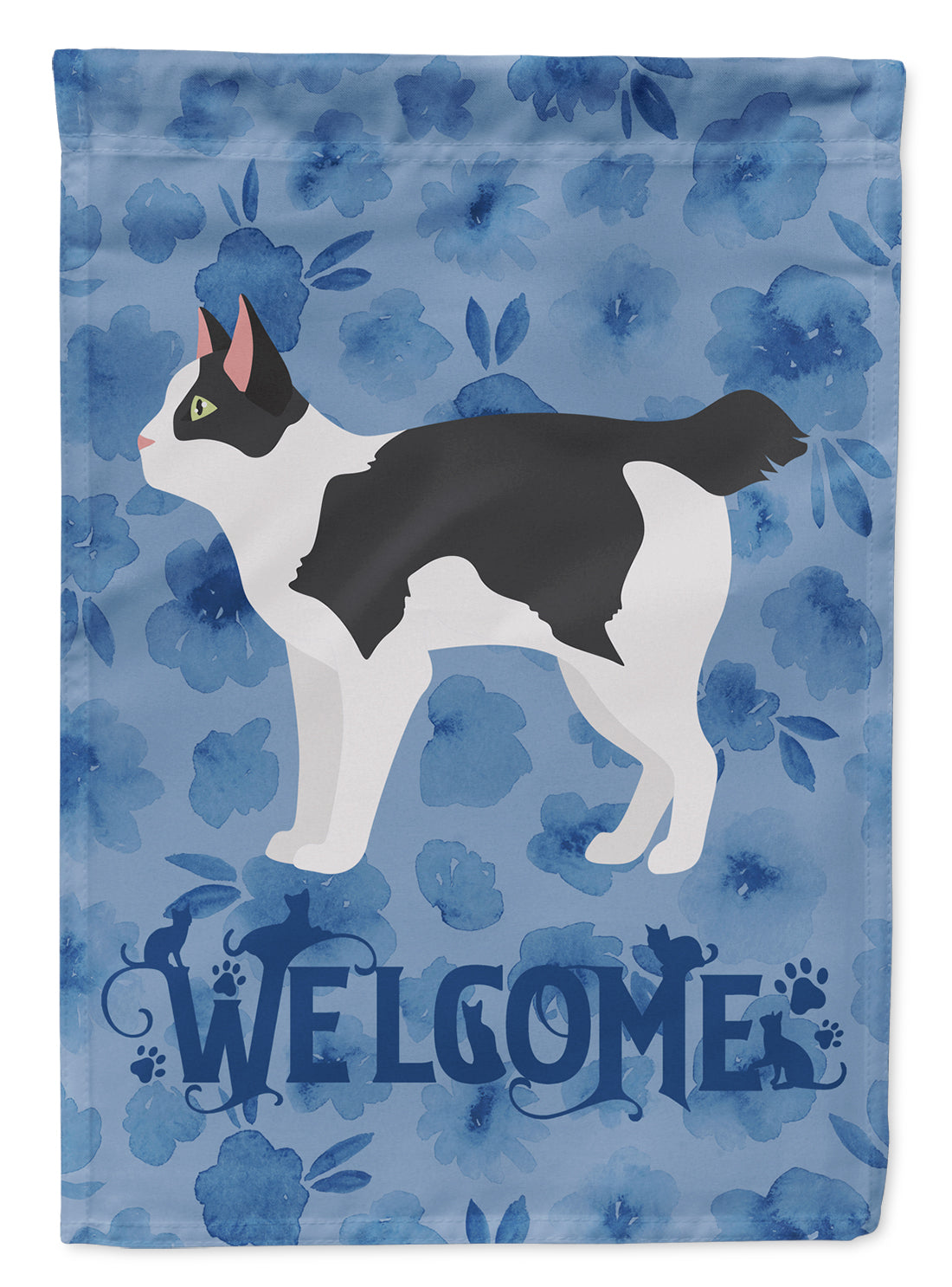 Japanese Bobtail Cat Welcome Flag Canvas House Size CK4899CHF