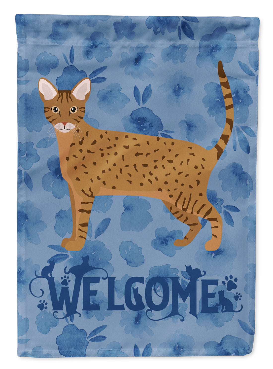 Ocicat Cat Welcome Flag Canvas House Size CK4932CHF