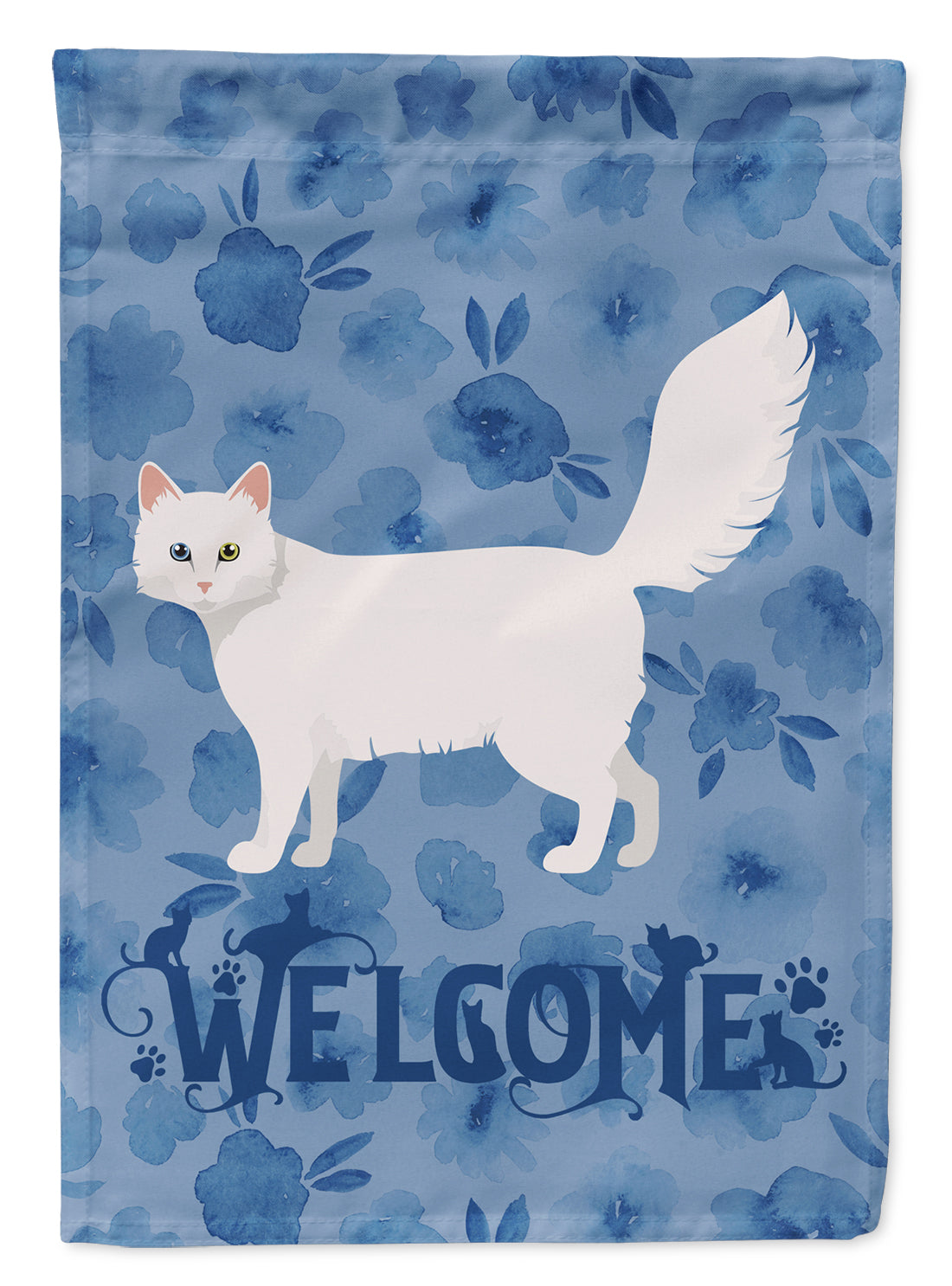Turkish Angora Cat Welcome Flag Canvas House Size CK4998CHF