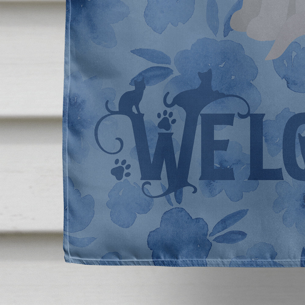 Russian Blue Cat Welcome Flag Canvas House Size CK5054CHF
