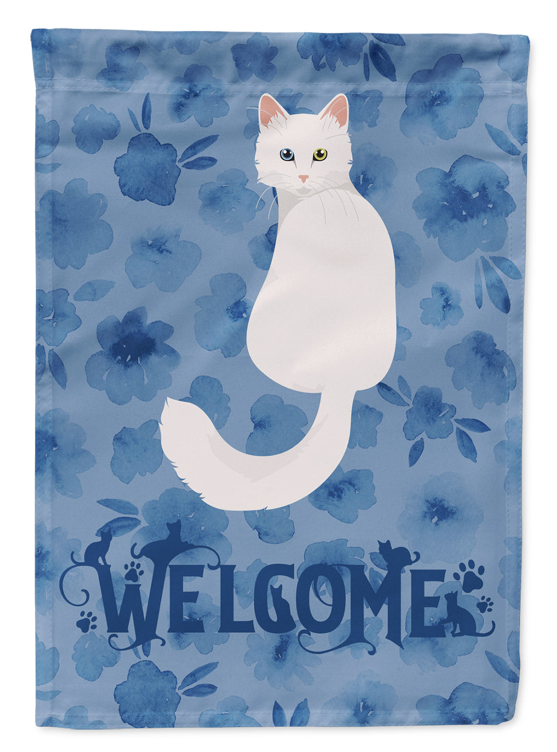Turkish Angora Cat Welcome Flag Canvas House Size CK5073CHF