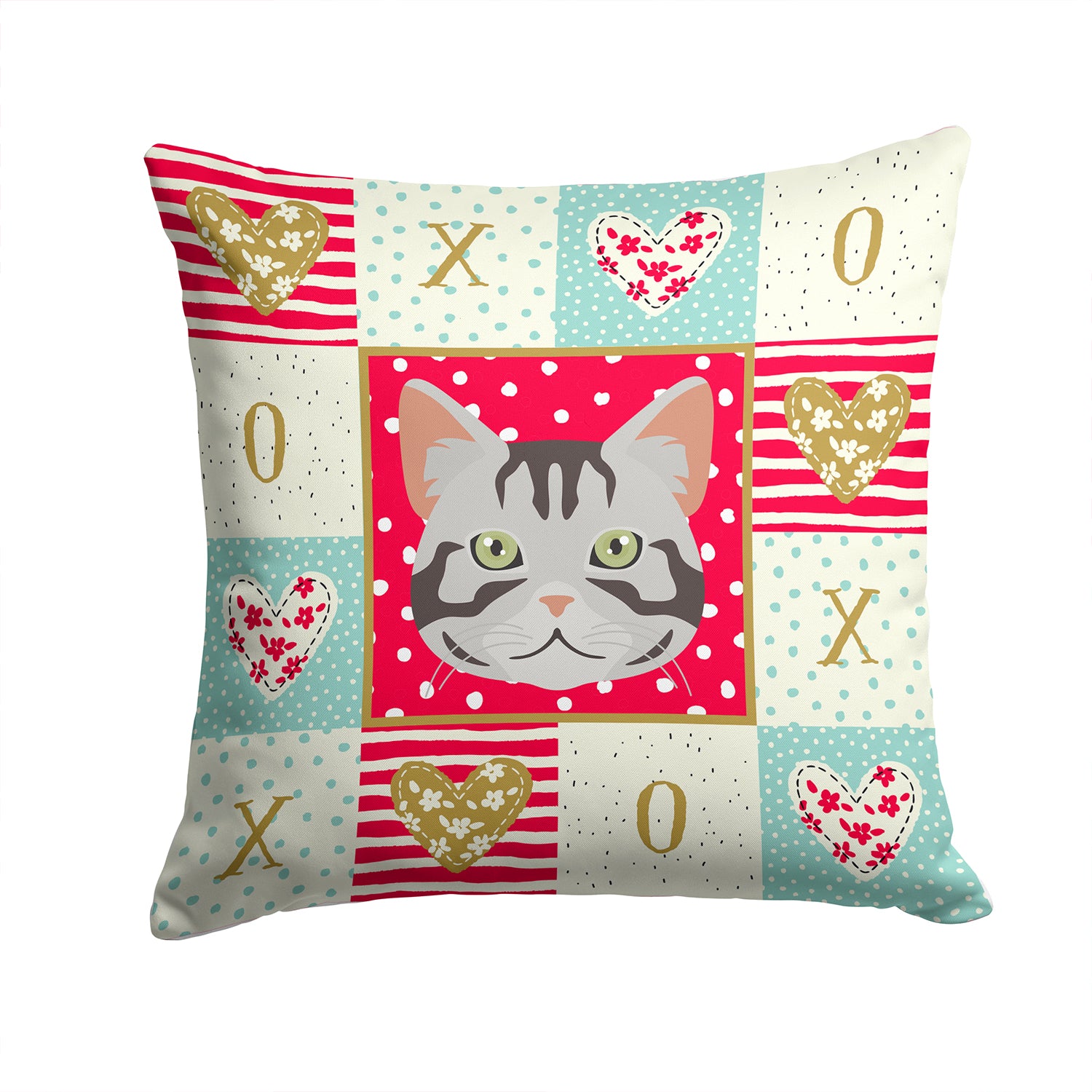 American Shorthair Cat Love Fabric Decorative Pillow CK5082PW1414 - the-store.com