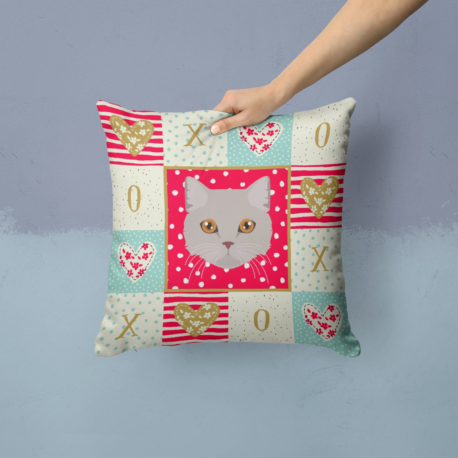 Brazilian Semi Longhair Cat Love Fabric Decorative Pillow CK5094PW1414 - the-store.com
