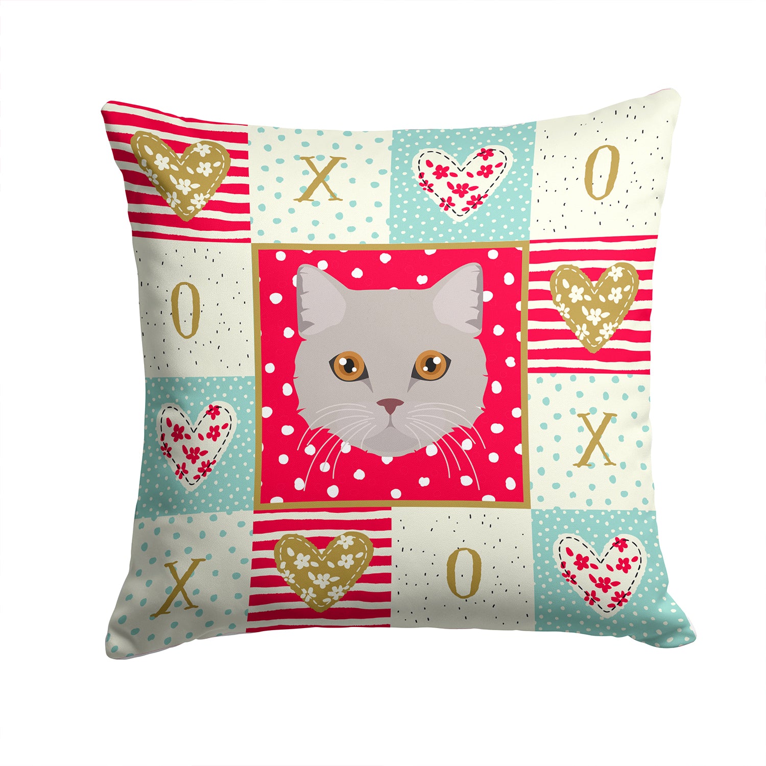 Brazilian Semi Longhair Cat Love Fabric Decorative Pillow CK5094PW1414 - the-store.com