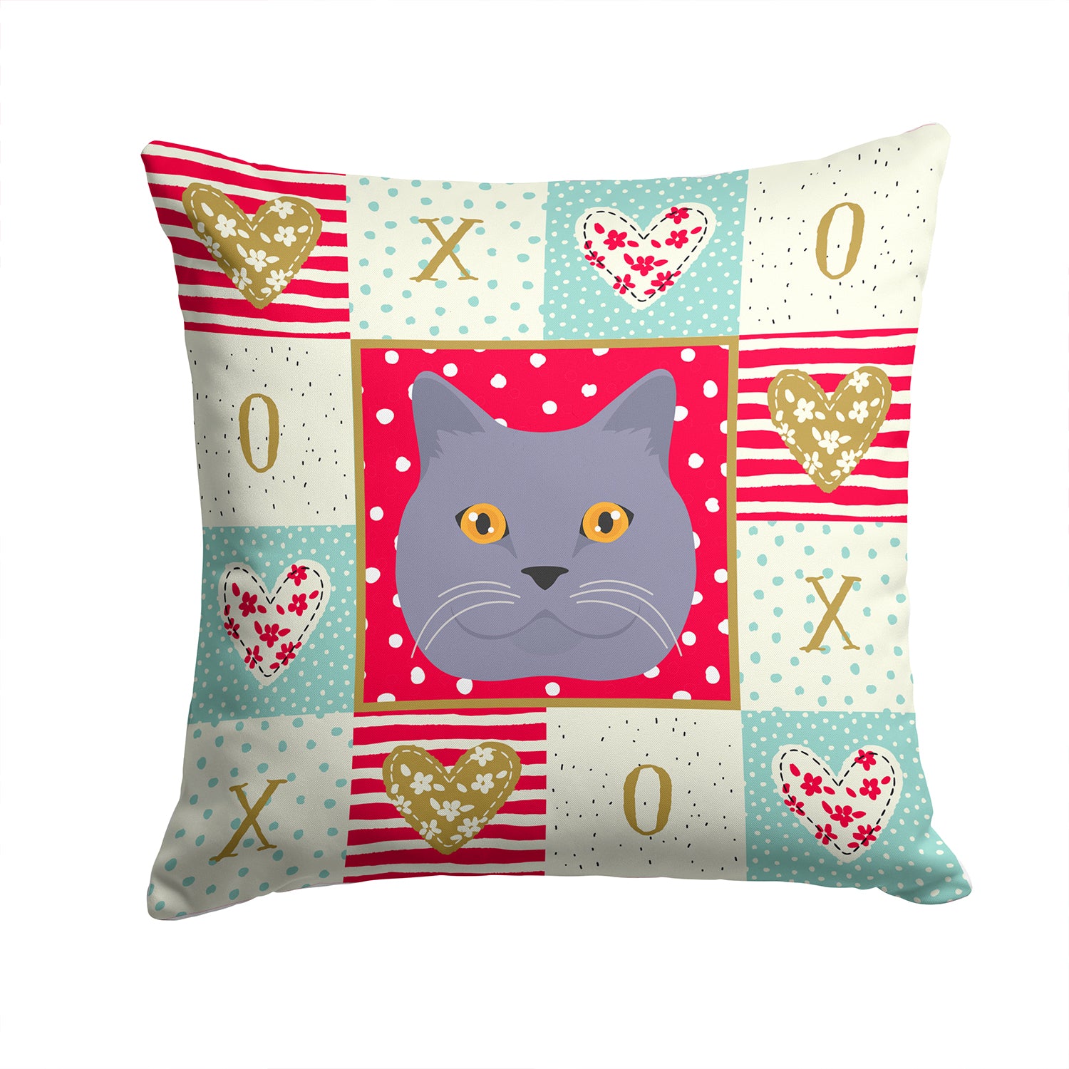 British Shorthair Cat Love Fabric Decorative Pillow CK5095PW1414 - the-store.com