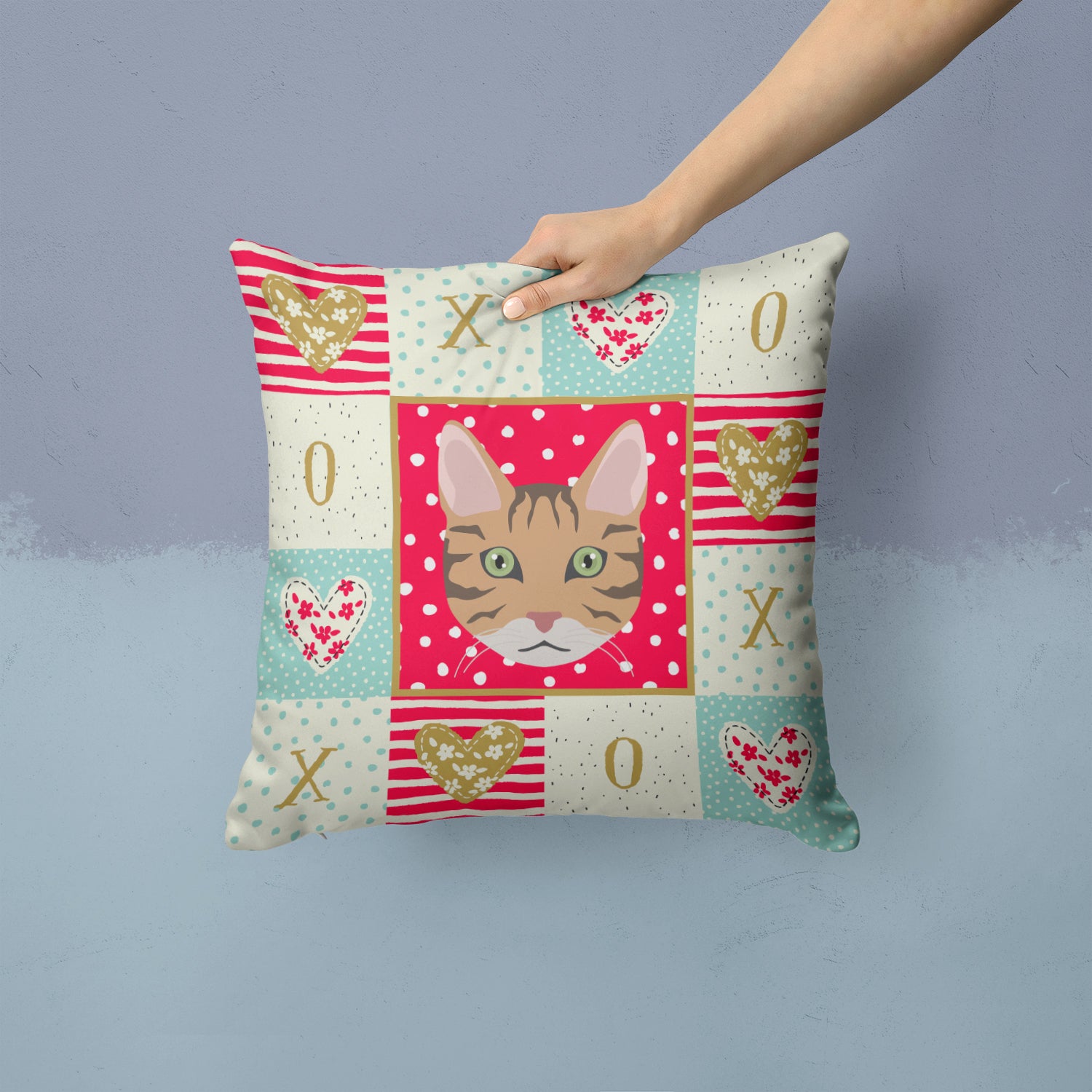 California Spangled Cat Love Fabric Decorative Pillow CK5098PW1414 - the-store.com