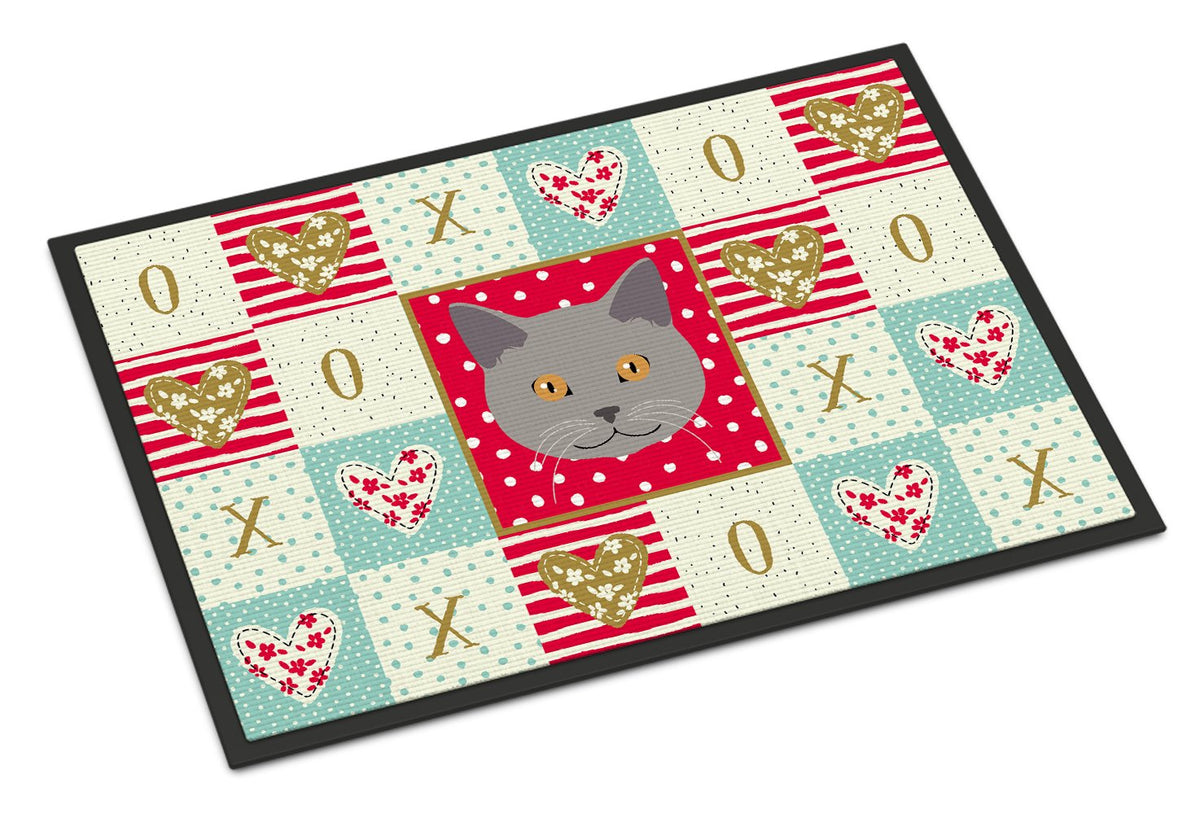Chartreux Cat Love Indoor or Outdoor Mat 24x36 CK5100JMAT by Caroline&#39;s Treasures
