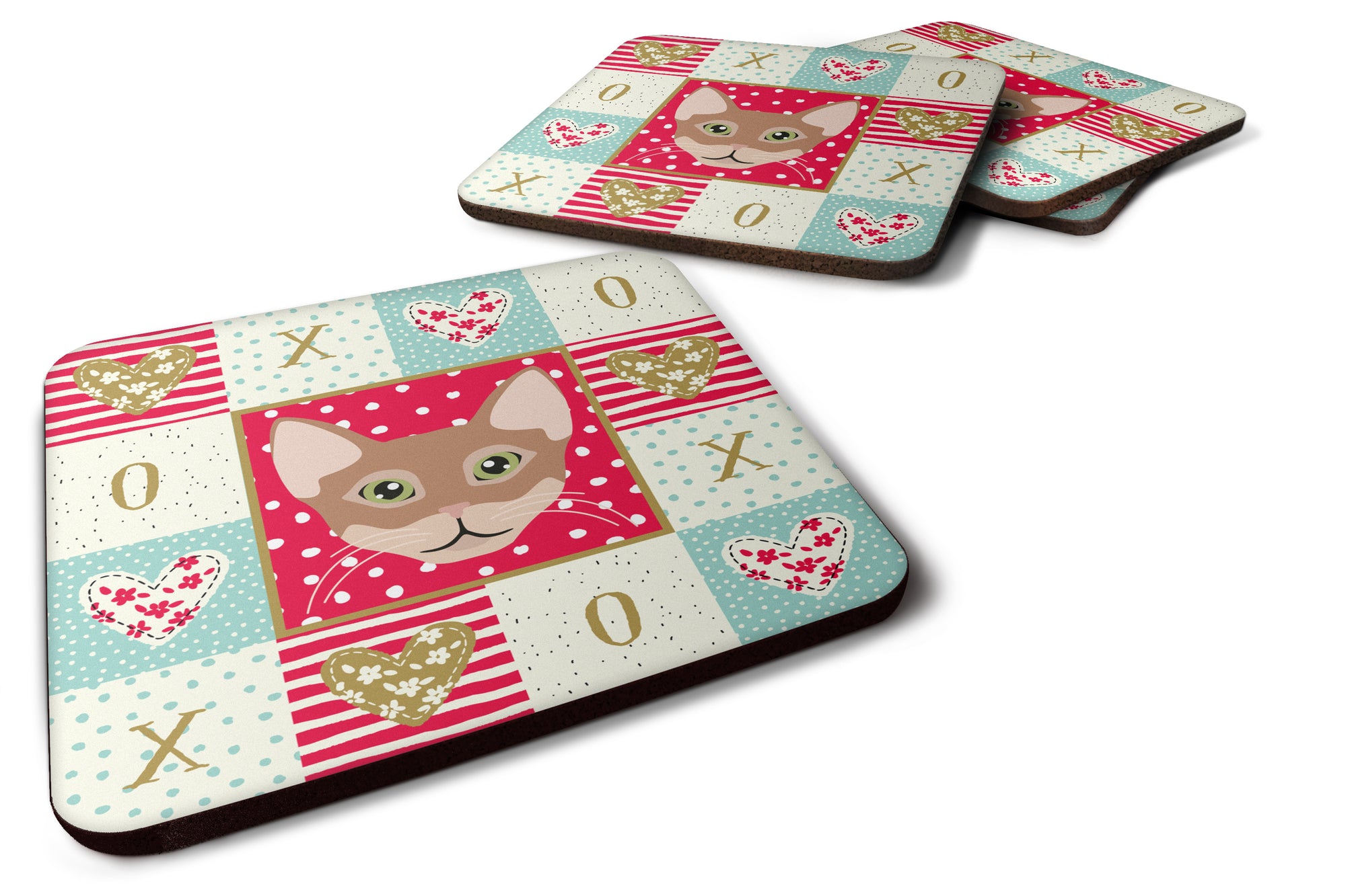 Set of 4 Chausie Cat Love Foam Coasters Set of 4 CK5101FC - the-store.com