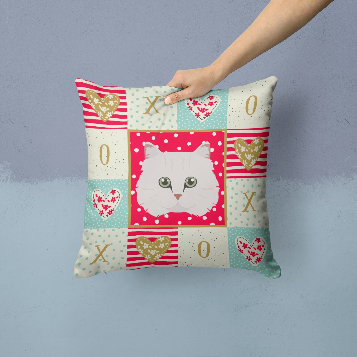 Chinchilla Persian Longhair Cat Love Fabric Decorative Pillow CK5103PW1414 - the-store.com