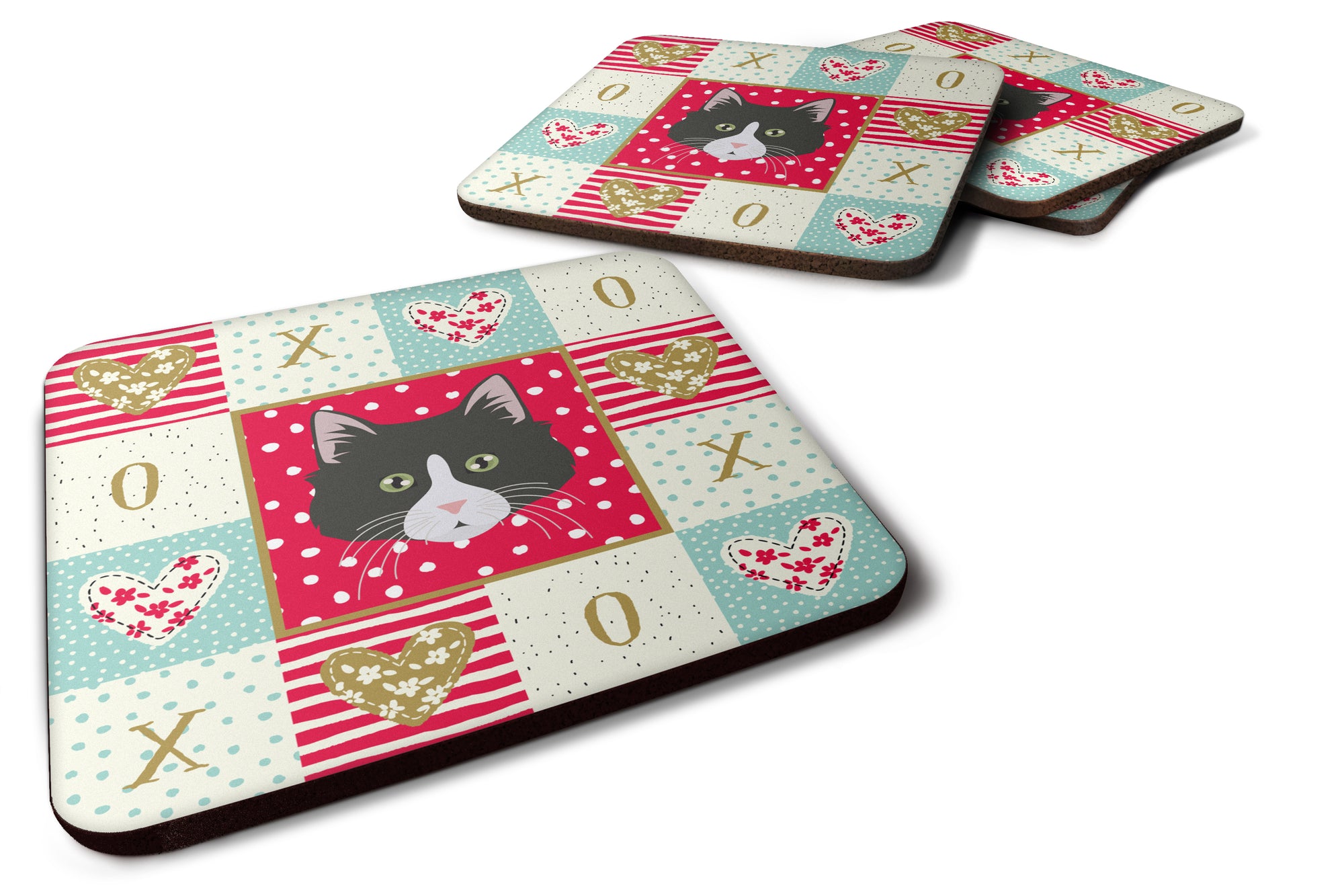 Set of 4 Siberian Forest Cat Love Foam Coasters Set of 4 CK5164FC - the-store.com