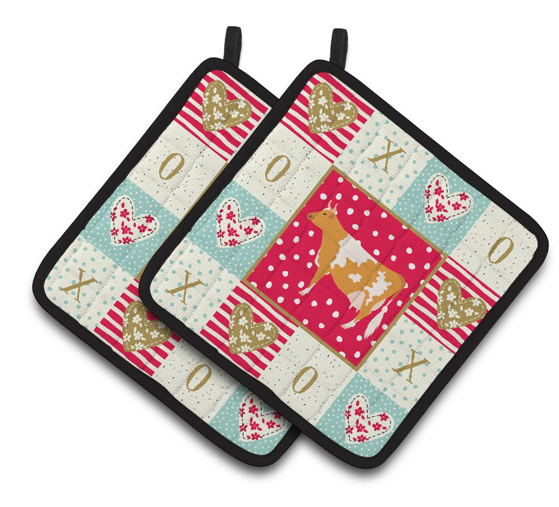 Guernsey Cow Love Pair of Pot Holders CK5248PTHD by Caroline's Treasures
