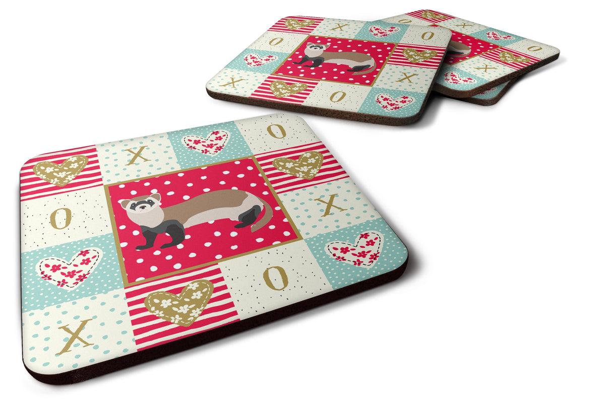 Set of 4 Ferret Love Foam Coasters Set of 4 CK5305FC by Caroline&#39;s Treasures