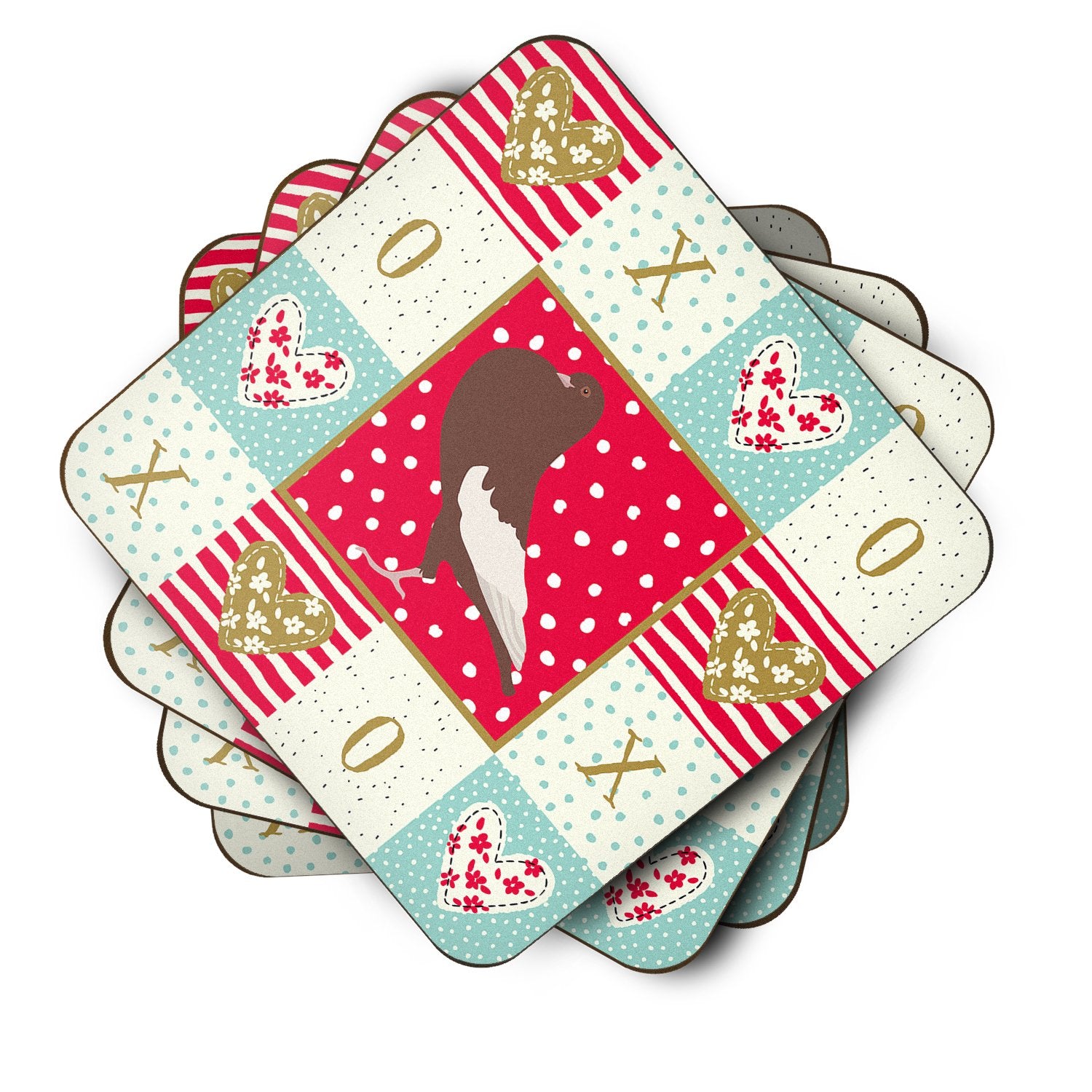 Set of 4 English Pouter Pigeon Love Foam Coasters Set of 4 CK5381FC by Caroline's Treasures