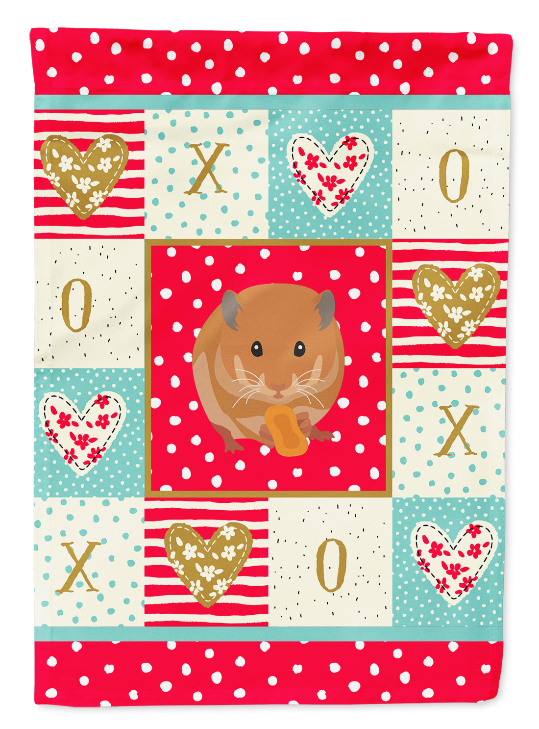 Teddy Bear Hamster Love Flag Canvas House Size CK5444CHF