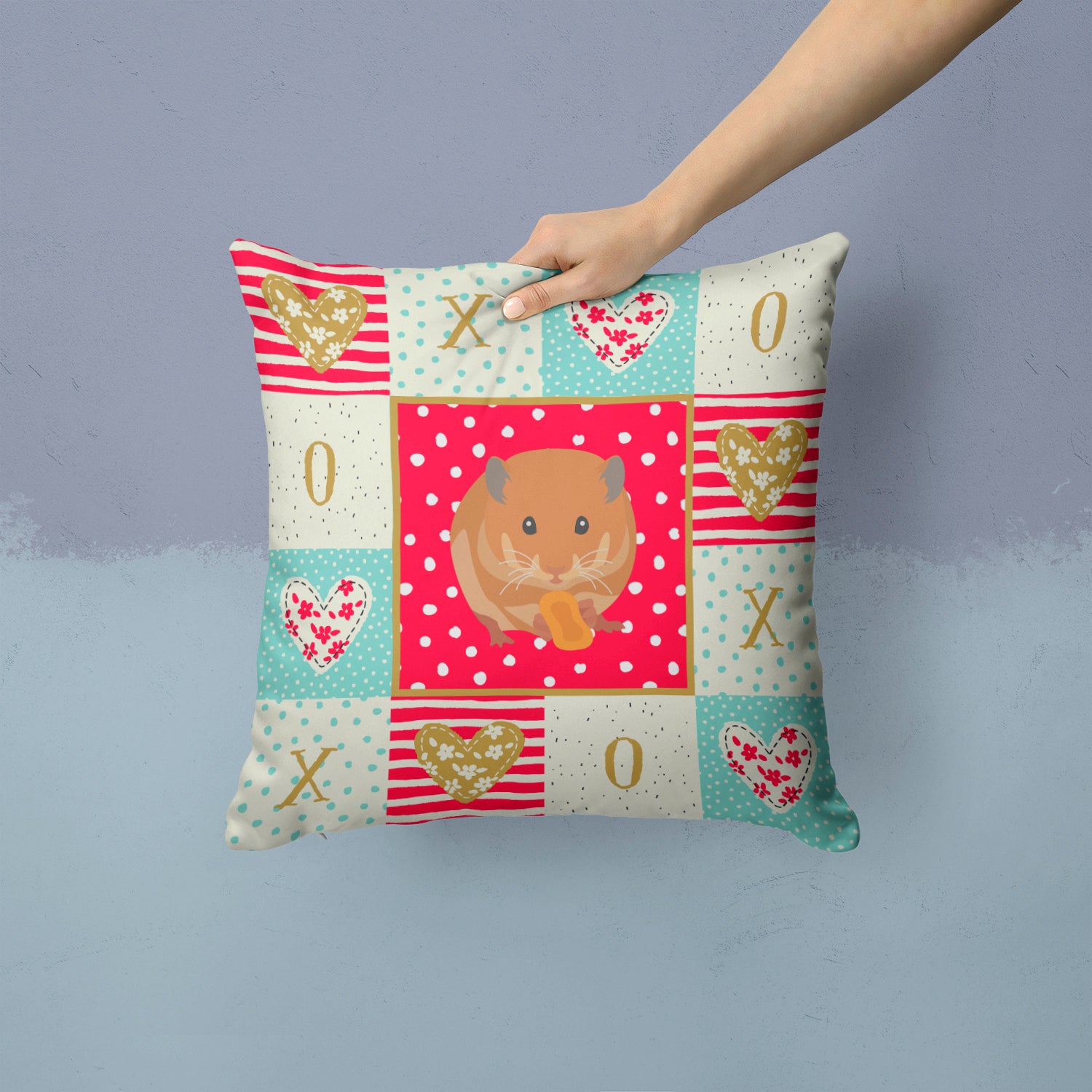 Teddy Bear Hamster Love Fabric Decorative Pillow CK5444PW1414 - the-store.com