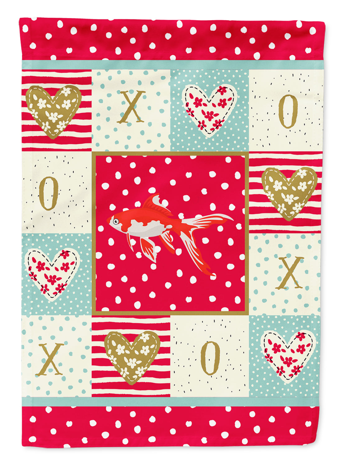 Comet Goldfish Love Flag Canvas House Size CK5472CHF