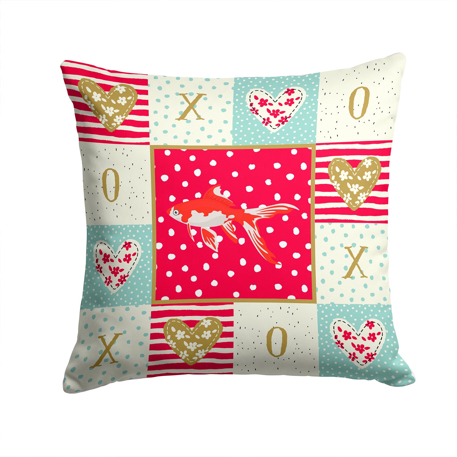 Comet Goldfish Love Fabric Decorative Pillow CK5472PW1414 - the-store.com