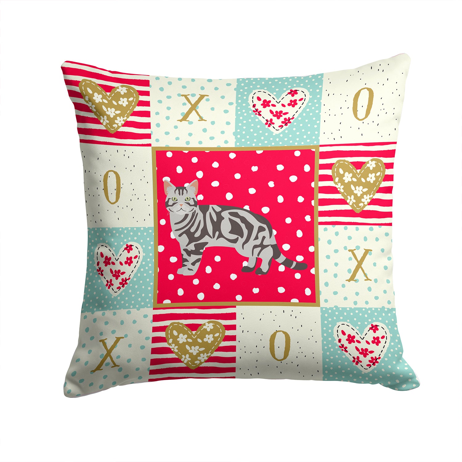 American Shorthair #1 Cat Love Fabric Decorative Pillow CK5548PW1414 - the-store.com