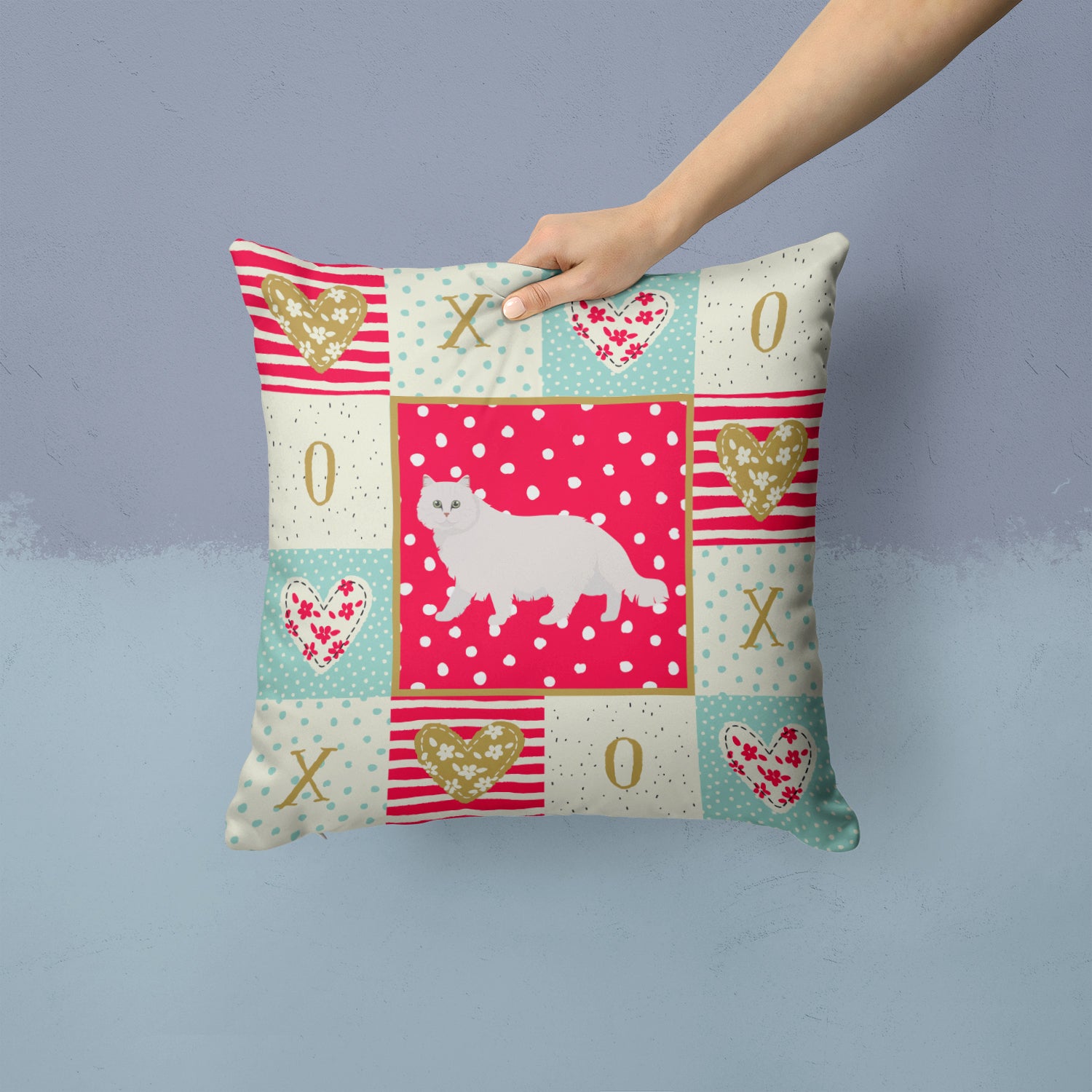 Chinchilla Persian Longhair Cat Love Fabric Decorative Pillow CK5583PW1414 - the-store.com