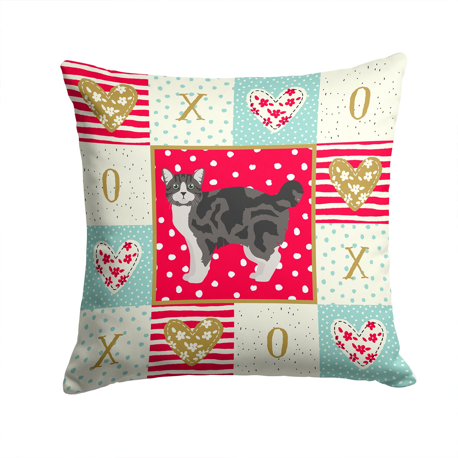 Manx #1 Cat Love Fabric Decorative Pillow CK5646PW1414 - the-store.com