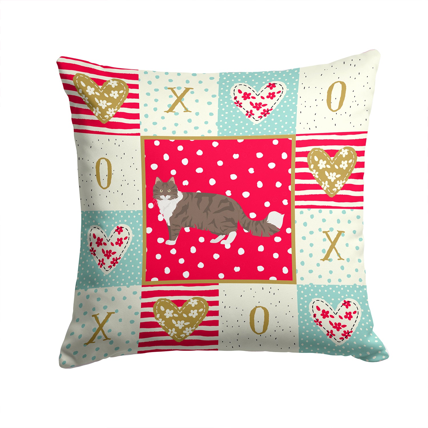 Norwegian Forest Cat Love Fabric Decorative Pillow CK5658PW1414 - the-store.com