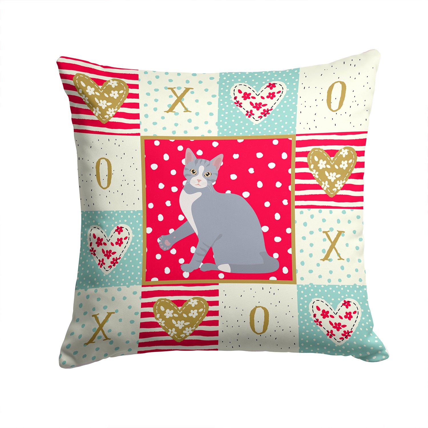 American Polydactyl #2 Cat Love Fabric Decorative Pillow CK5737PW1414 - the-store.com