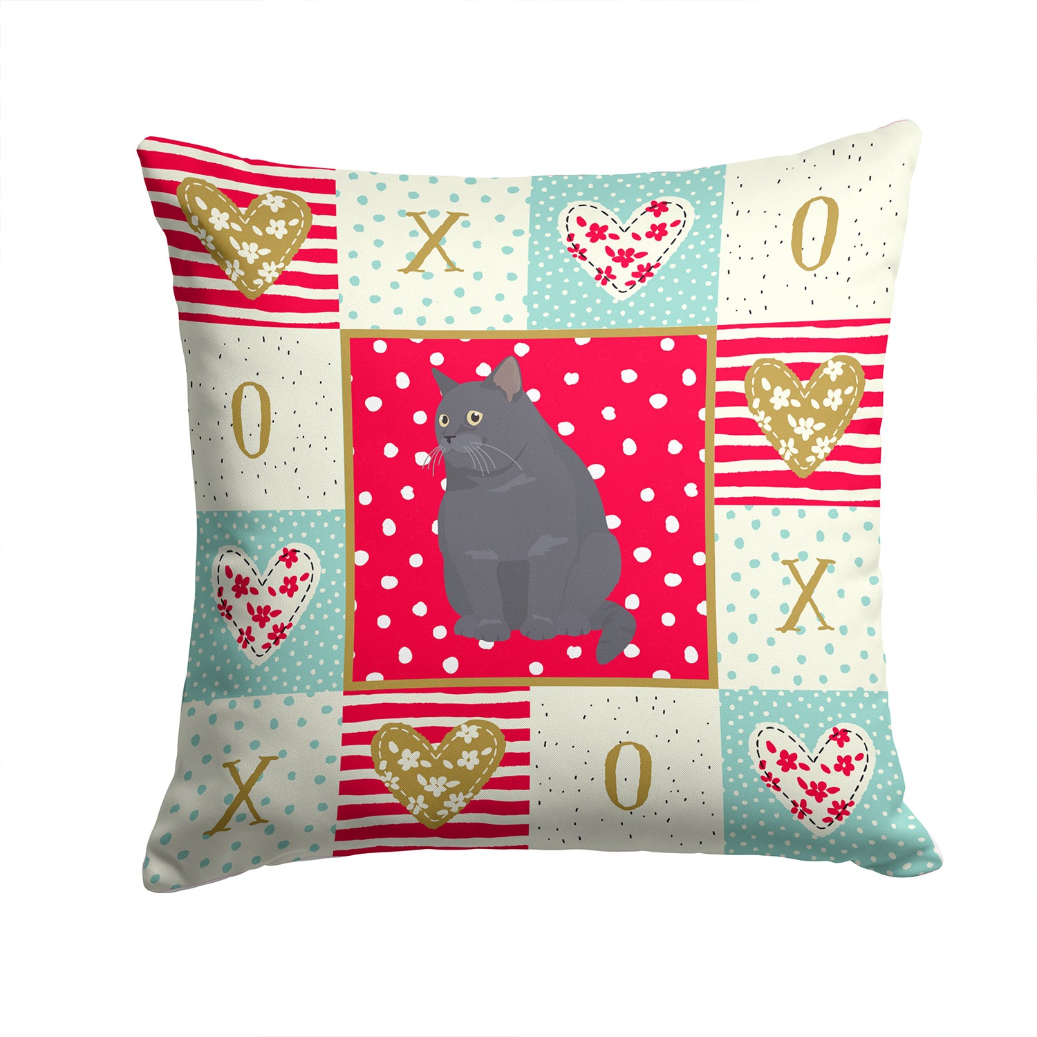 British Shorthair #2 Cat Love Fabric Decorative Pillow CK5746PW1414 - the-store.com