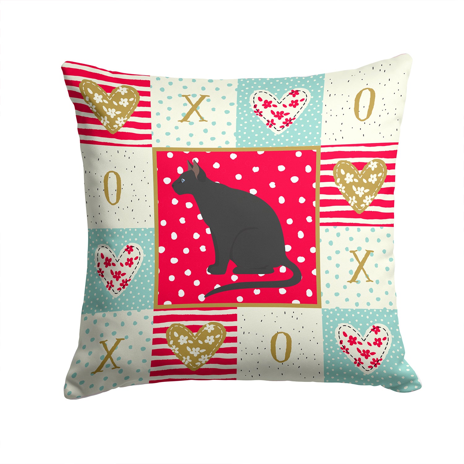 Ojos Azules Cat Love Fabric Decorative Pillow CK5775PW1414 - the-store.com