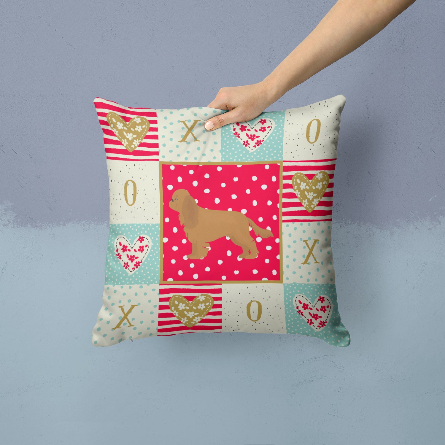 Ruby Cavalier Spaniel Love Fabric Decorative Pillow CK5852PW1414 - the-store.com